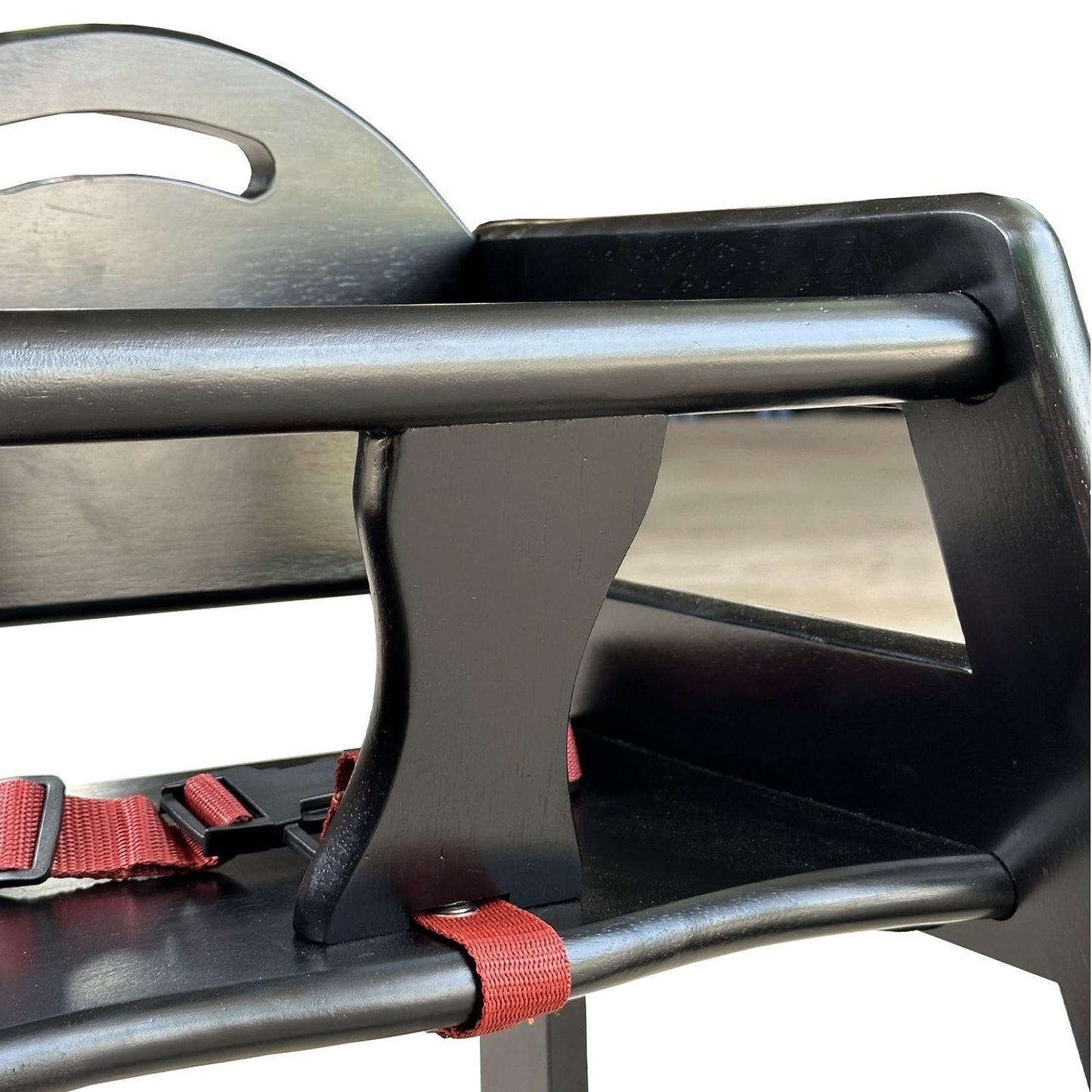 Wooden High Chair for Baby & Toddler – Restaurant-Style Stackable HighChair with Commercial Grade Solid Wood for Dining Table & Kitchen – Compact & Portable Design for Home & Restaurant Use - Black