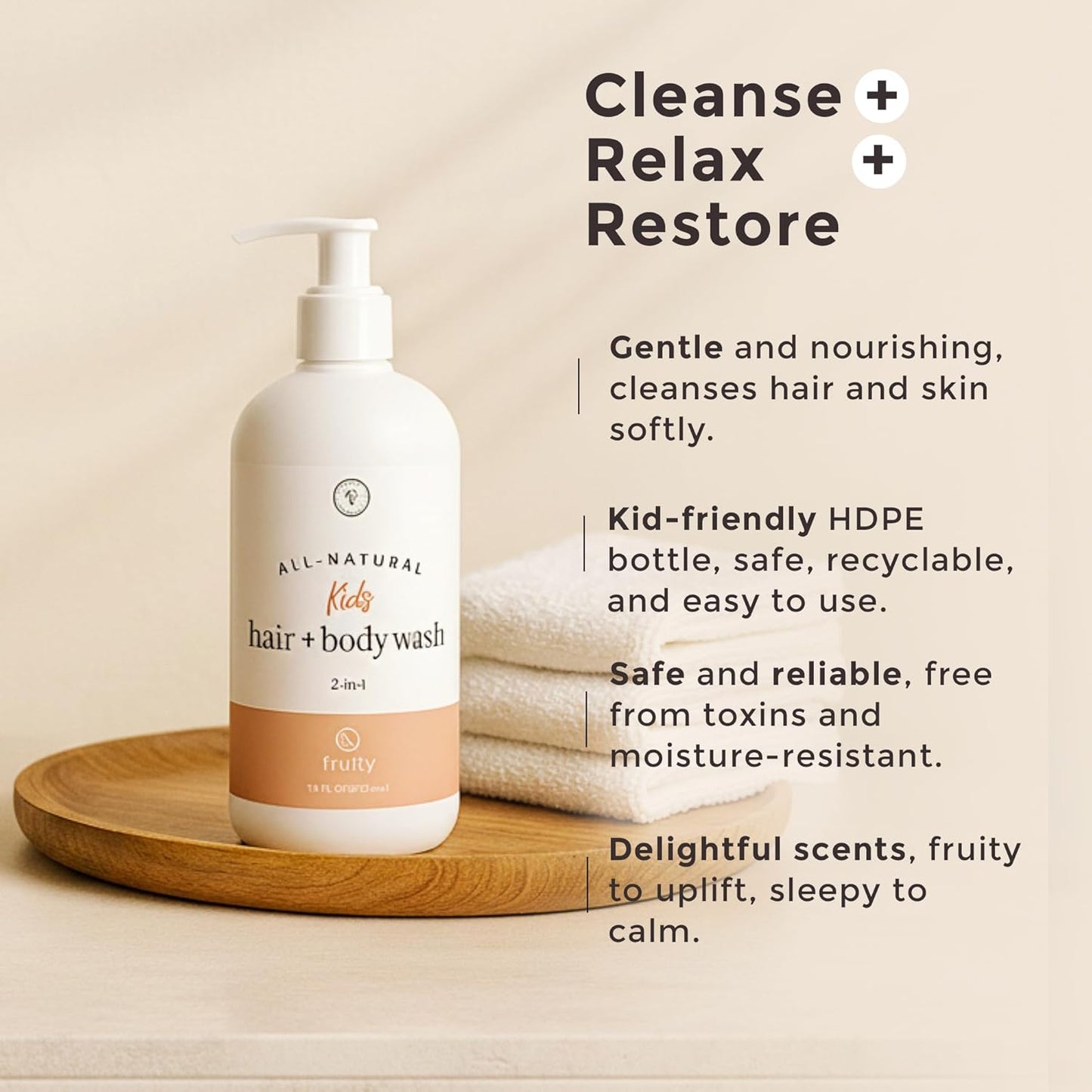 Rowe Casa Organics Kids Hair + Body Wash, 16 oz, Fruity