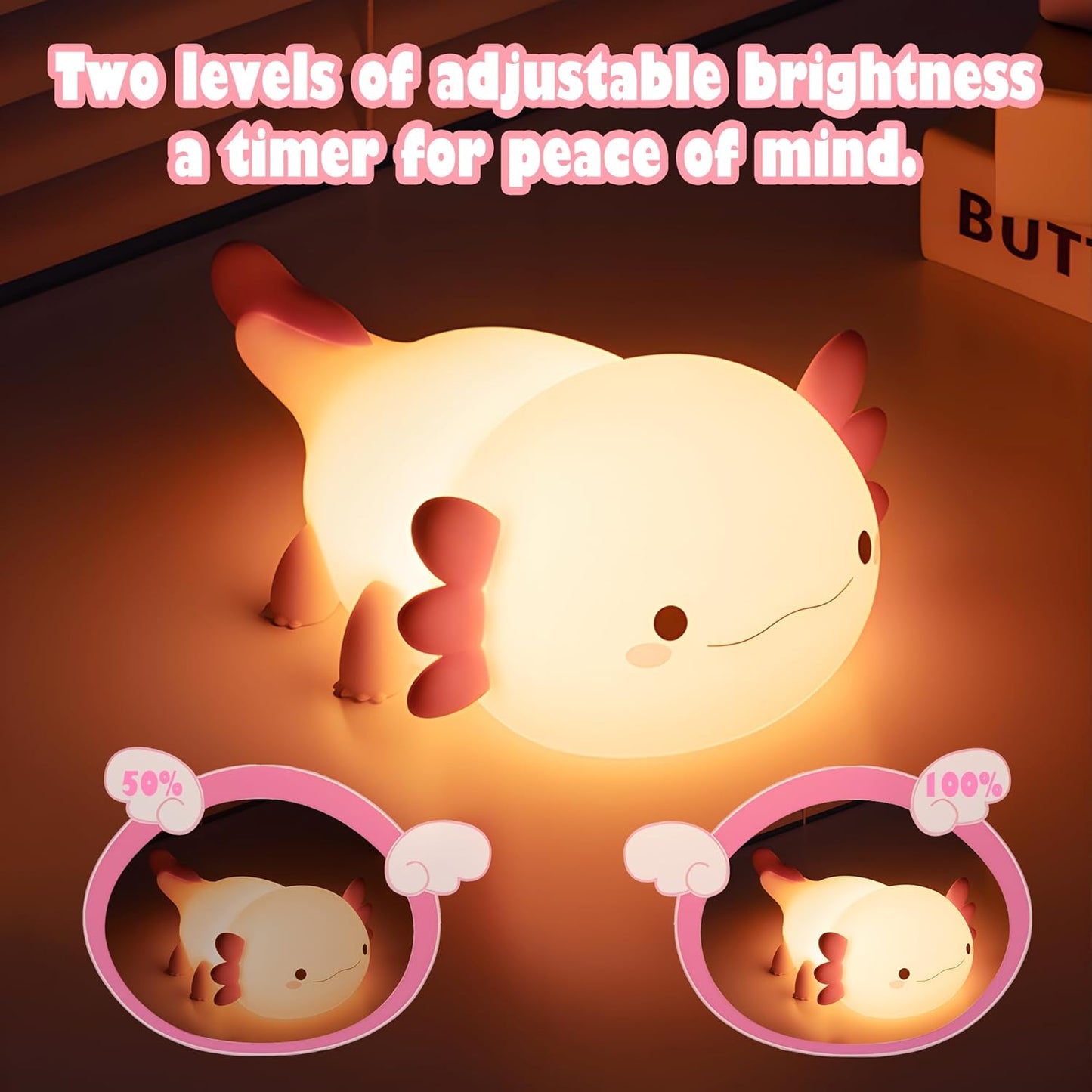 Axolotl Gifts, Cute Axolotl Night Light for Kids, Animal Silicone Nursery Night Lamp, Cute Room Decor Night Light for Kids Girls Boys Birthday Christmas Gifts