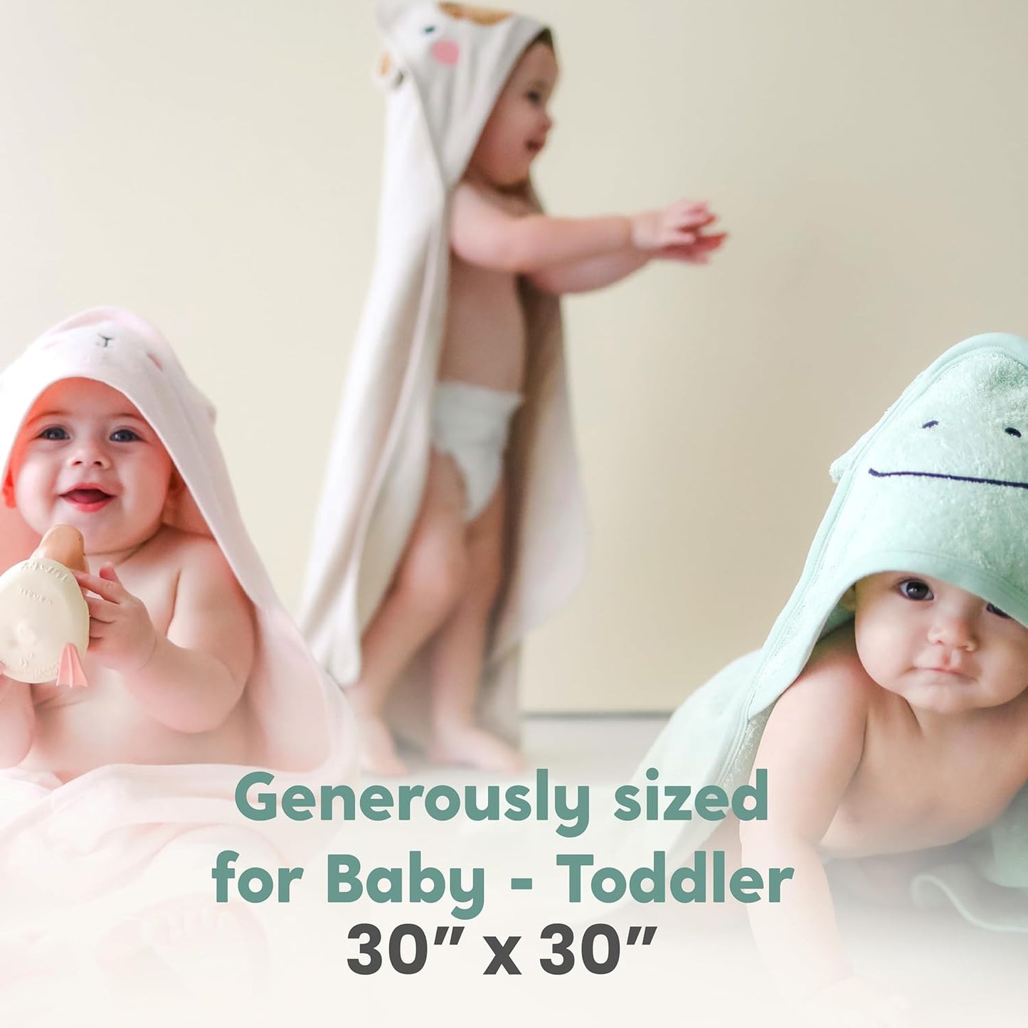 CuddleBug Hooded Baby Bath Towel & Washcloth Set (Bunny) - 100% Cotton Terrycloth Hooded Baby Towels for Newborn & Toddler, Super-Soft & Ultra-Absorbent, Newborn Essentials (30" x 30") - Blush Pink