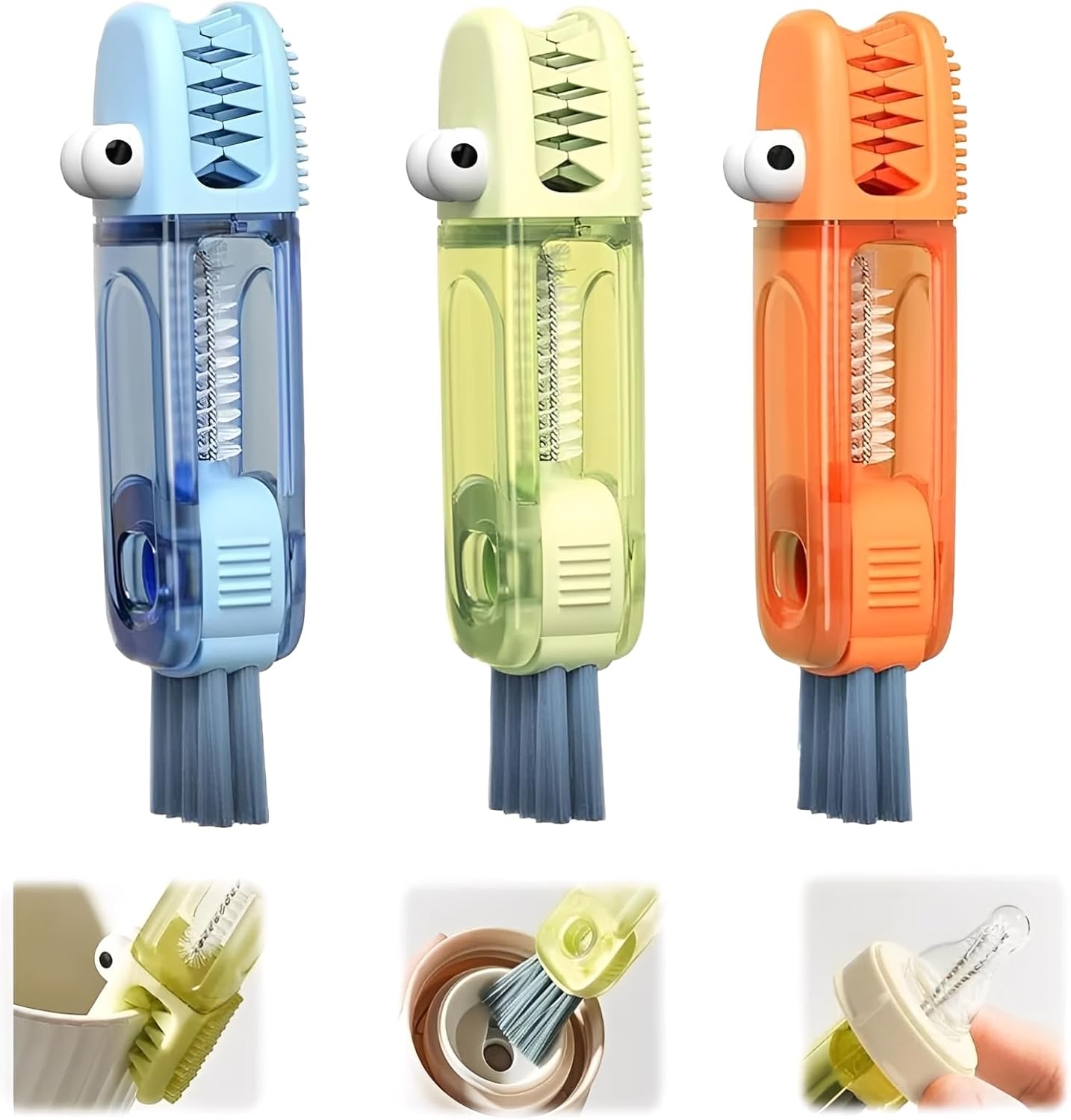 3 in 1 Cup Lid Cleaning Brush, 2025 Upgraded Multifunctional Insulation Bottle Cleaning Tools, Portable Crevice Cleaning Brush Set for Baby Bottle Gap Tight Spaces (#2 Mix)