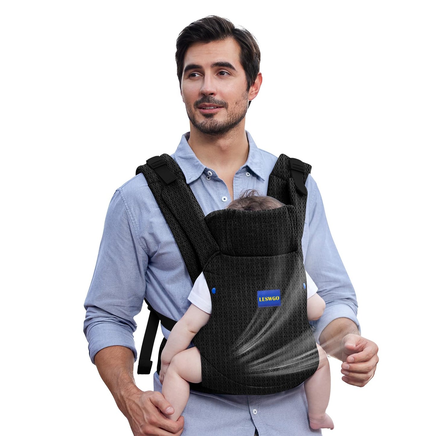 Baby Carrier Newborn to Toddler,Newborn Carrier with Head Support, Cozy Baby Holder Carrier for Dad Mens (Summer-Black)