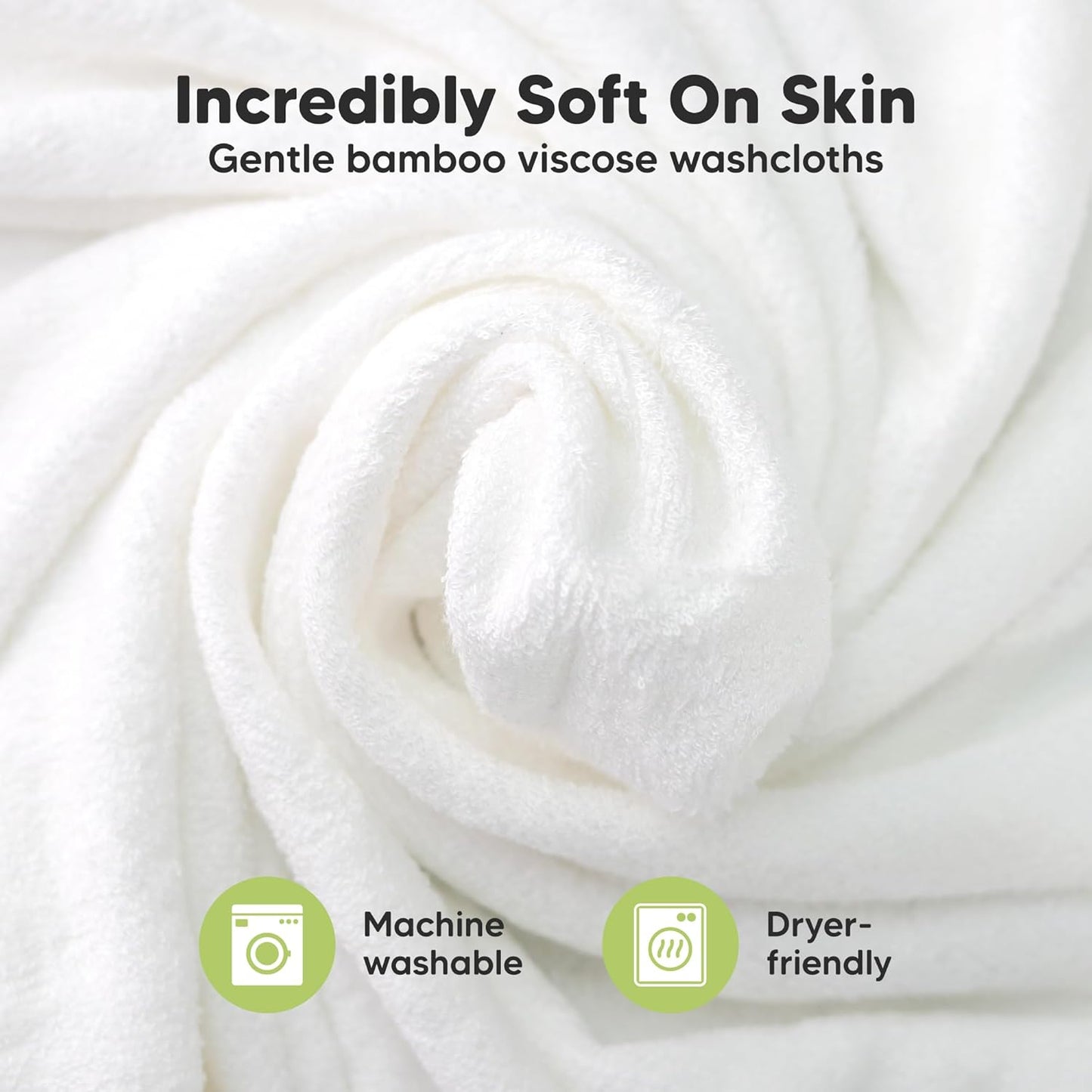 6-Pack Baby Washcloths - Soft Absorbent Viscose from Bamboo Wash Cloths for Babies, Kids, Toddlers, Infant, Newborn Bath Towels, Gentle on Sensitive Skin, 10x10 Reusable Face Towels (Verde)