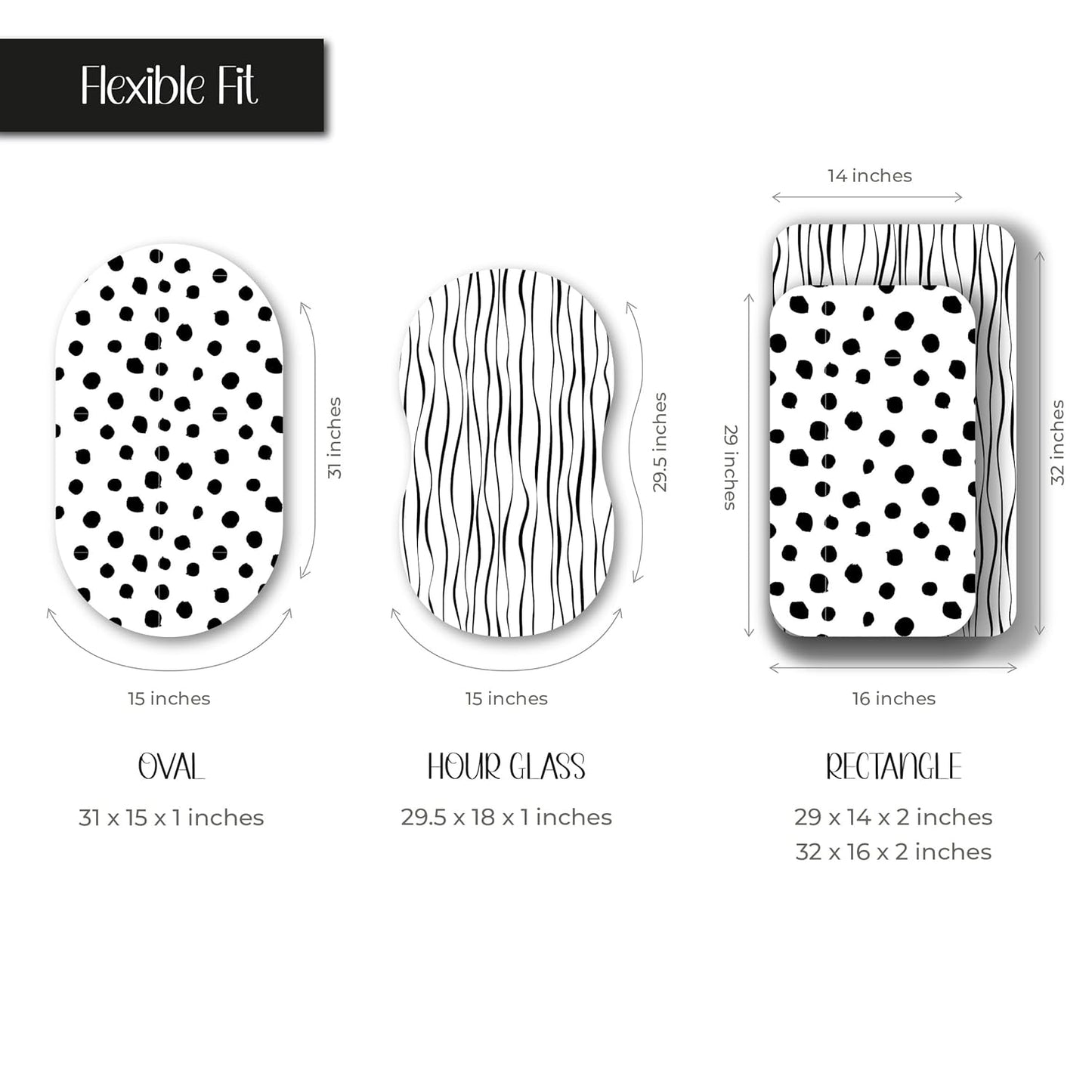 Bassinet Sheet Set 2 Pack 100% Jersey Cotton Black and White Abstract Stripes and Dots by Ely's & Co