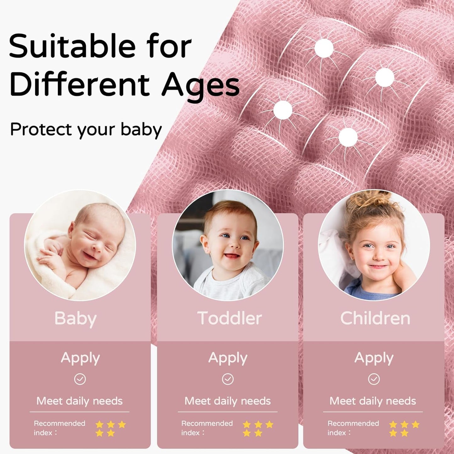 Yoofoss Hooded Baby Towels for Newborn 2 Pack 100% Muslin Organic Cotton Baby Bath Towel with Hood for Babies, Infant, Toddler and Kids, 32x32Inch, Soft and Absorbent Newborn Essential,Pink&Wh Leaf