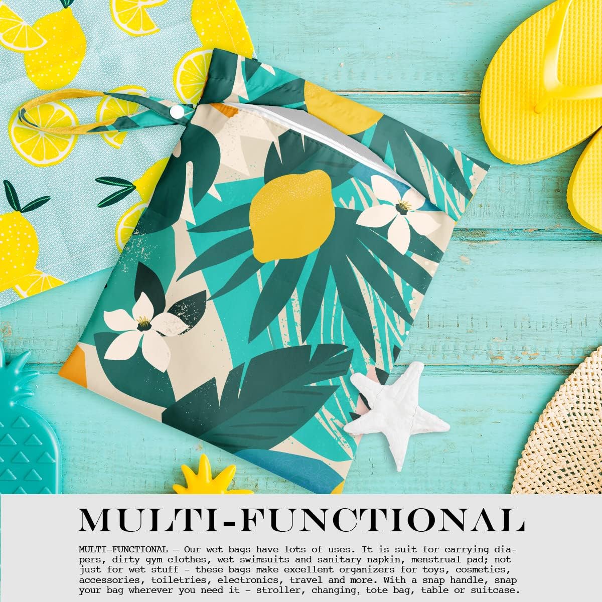 Wet Dry Bag Wet Bag for Swimsuit Travel Beach Pool Stroller Diapers Dirty Yoga Gym Clothes Makeup Bag Waterproof Tropical Palm Leaves Decor Jungle Palm Leaf Favors