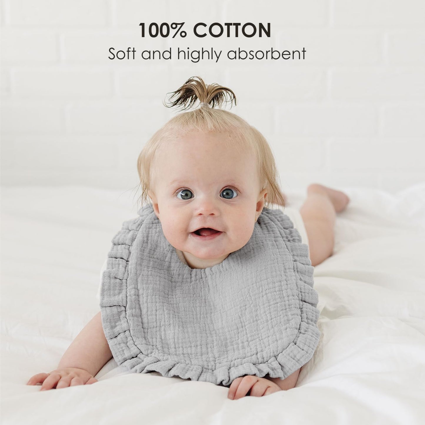 Baby Muslin Bibs Bandana Drool Bibs for Unisex Boys & Girls, Soft and Absorbent Cotton Teething Drooling Bib Set for Newborn Toddler