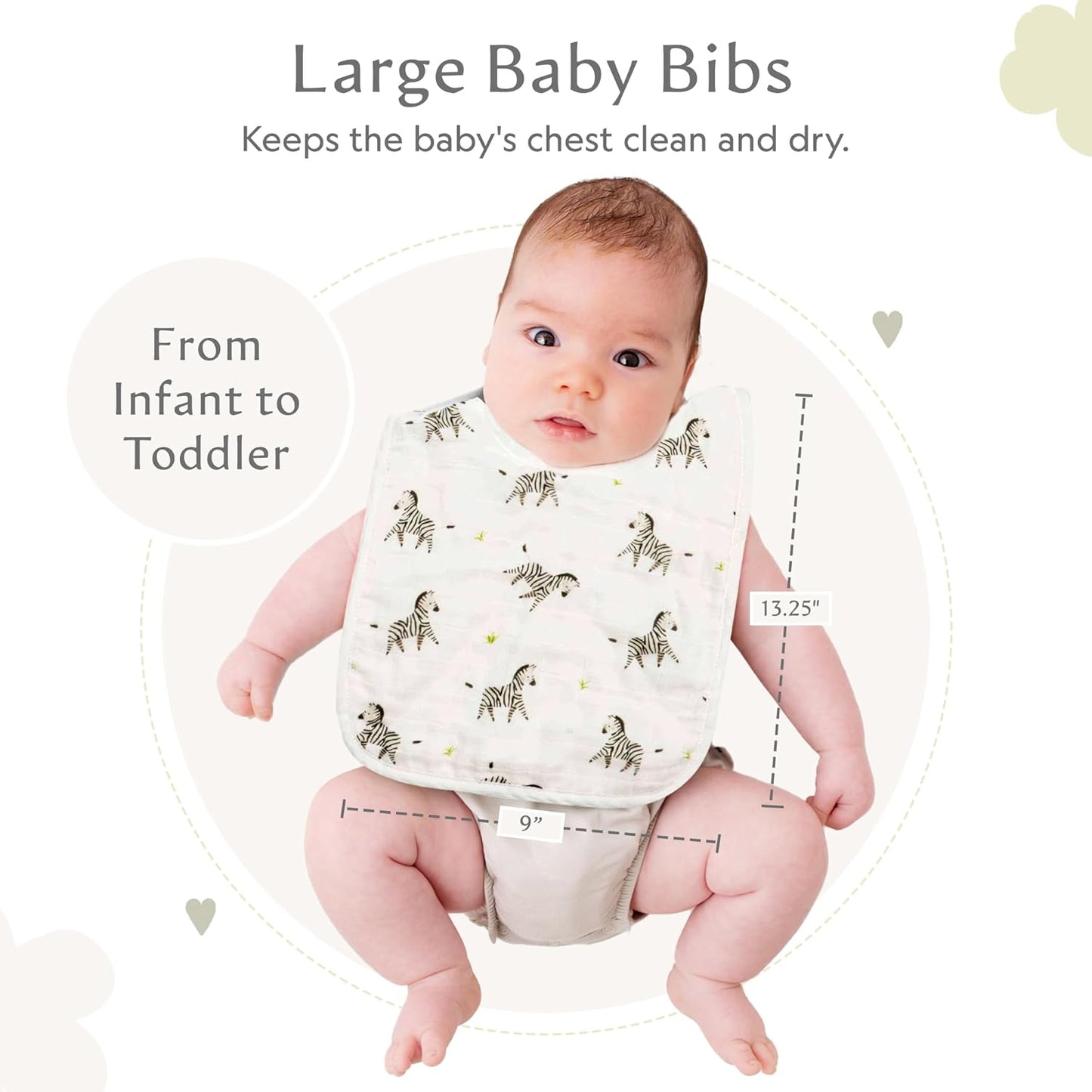 Bamboo Little Bamboo Viscose Baby Bib Set (2-pack), Giraffe & Zebra - 70% viscose made from bamboo, 30% cotton muslin, Imported