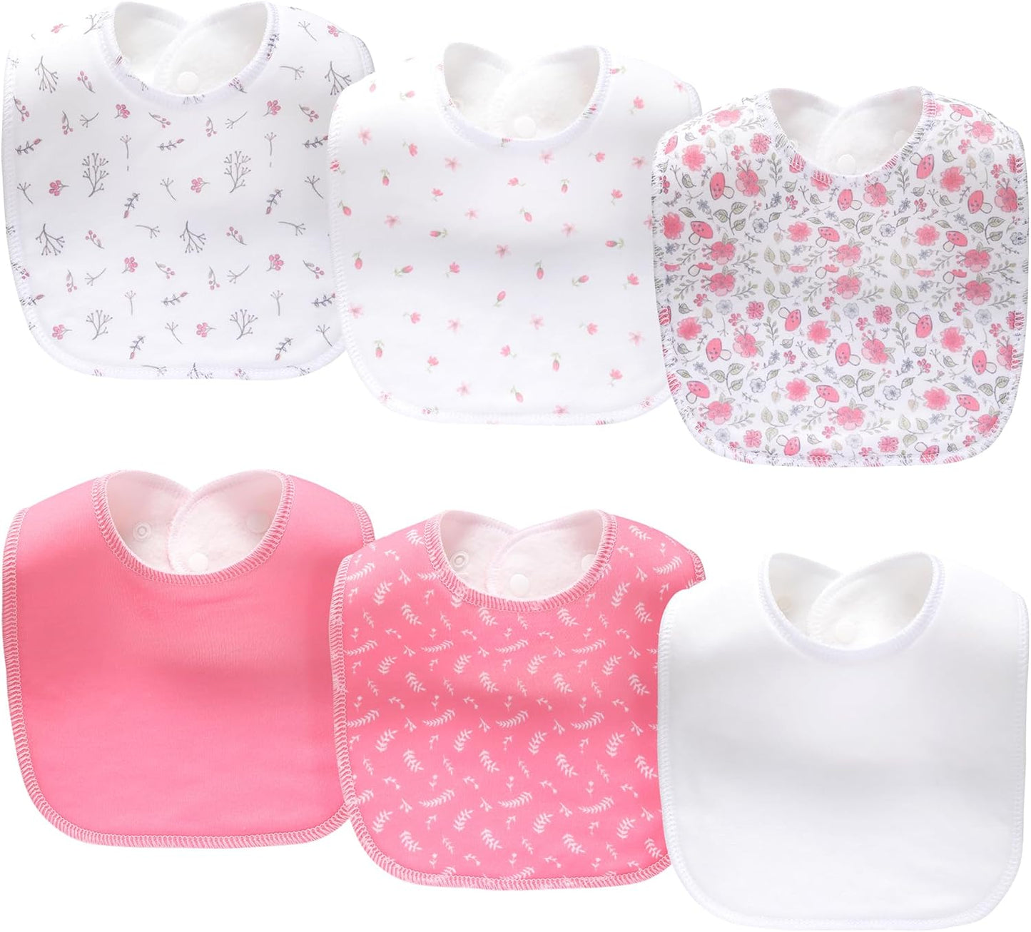 8 Pack Baby Bibs Unisex Adjustable with Snaps Ultra Soft Absorbent Drooling Teething for Boys and Girls