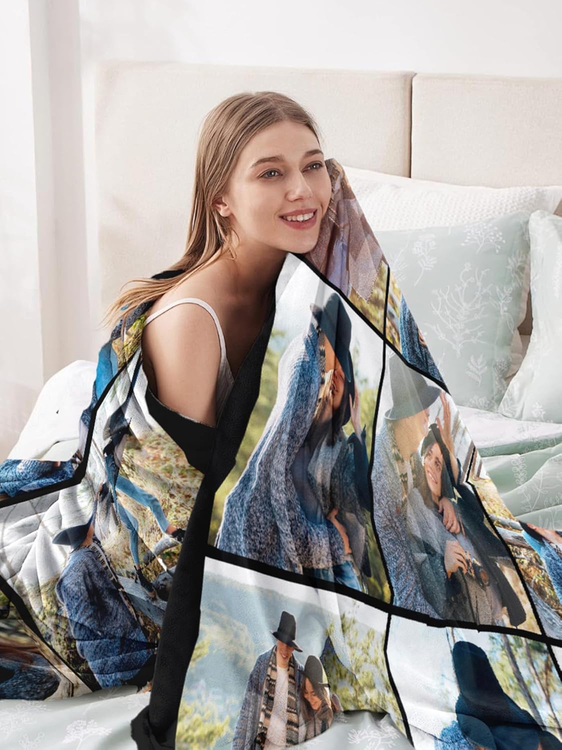 Personalized Blanket Custom Flannel Blanket with Photo Text Customized Picture Blankets Gifts for Birthday Valentines Day, 40 * 50in