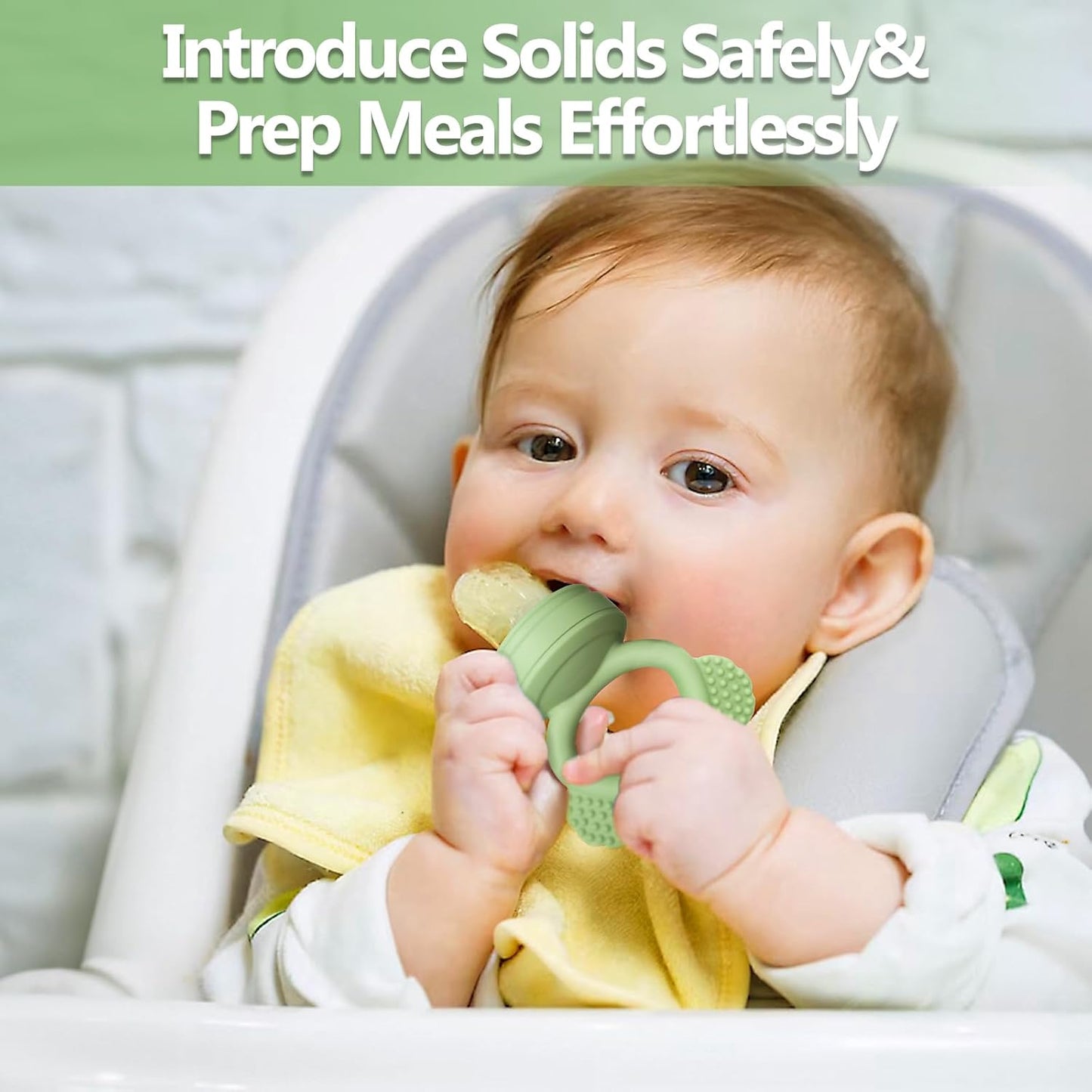 Baby Fruit/Food Feeder with Breastmilk Popsicle Molds & Teether Combo Food Grade Silicon for 6M+ Breastmilk Pops, Frozen Fruit, Baby Teething Relief(Green)