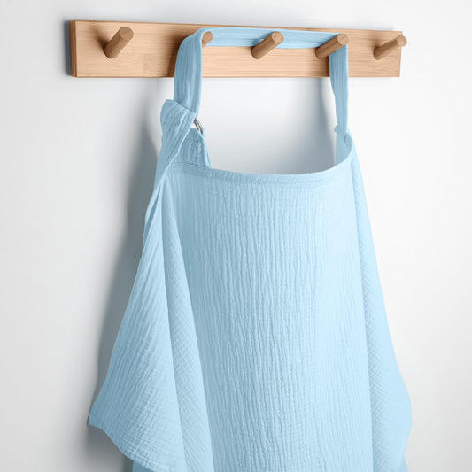 Comfy Cubs Muslin Nursing Cover, Pack of 1, 100% Muslin Breastfeeding Cover - Soft & Breathable Baby Nursing Scarf with Adjustable Neck Strap - Portable, Lightweight & Privacy Coverage - Sky Blue