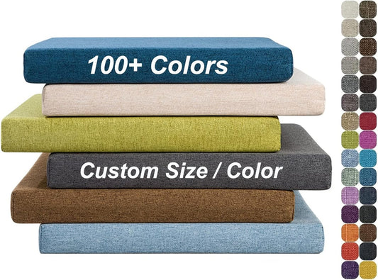 Custom Bench Cushion, Rectangle/Irregularly Shaped Seat Cushions, High-Density Foam Replacement Cushions with Removable Cover for Indoor Window Seat/Outdoor Patio Porch Furniture