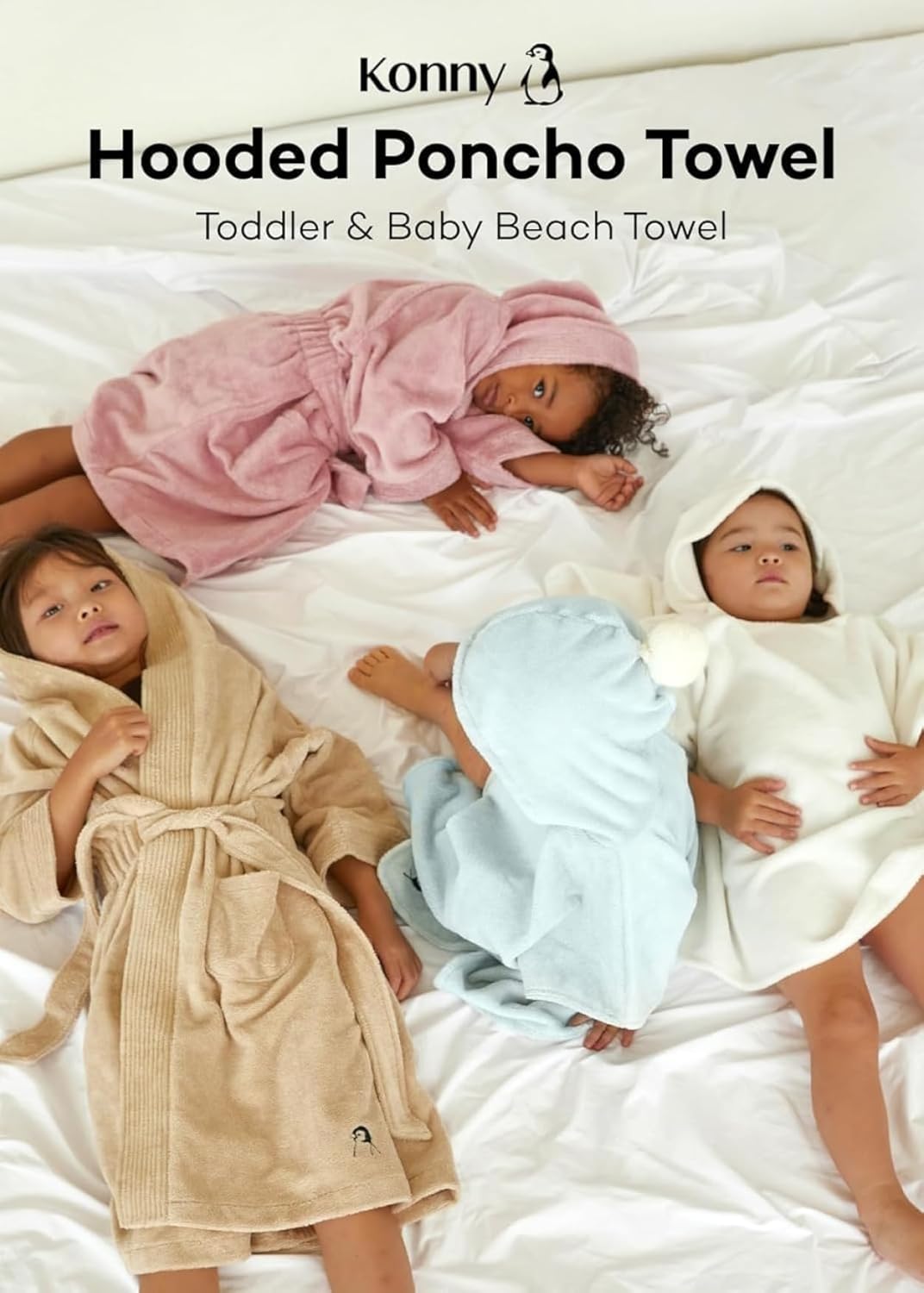 Konny Baby Hooded Towel Rayon from Bamboo Cotton Baby Bath Beach Towel Hooded Poncho, Oeko-TEX, Ultra Soft & Quick-Dry, Newborn Boys Girls Toddler (Pink, Medium)