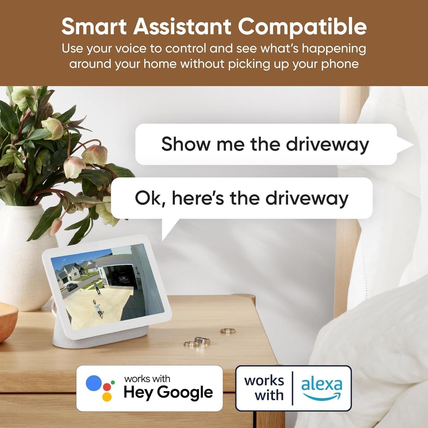 Cam V3 Smart Home Security Camera, Indoor/Outdoor Use, IP65-Rated, 1080p Plug-in, Color Night Vision, Motion Detection, Two Way Audio, Compatible with Alexa, Google Assistant, Cam V3+256GB SD Card