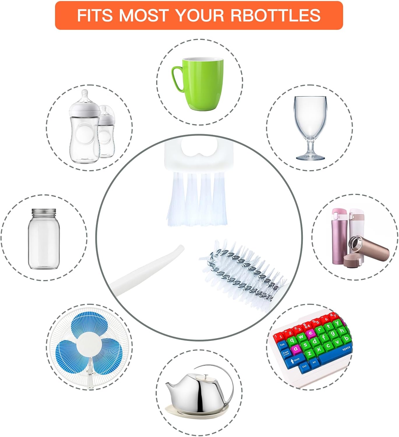 3 in 1 Cup Lid Cleaning Brush - Multifunctional Crevice Cleaner for Bottle Gaps and Tight Spaces