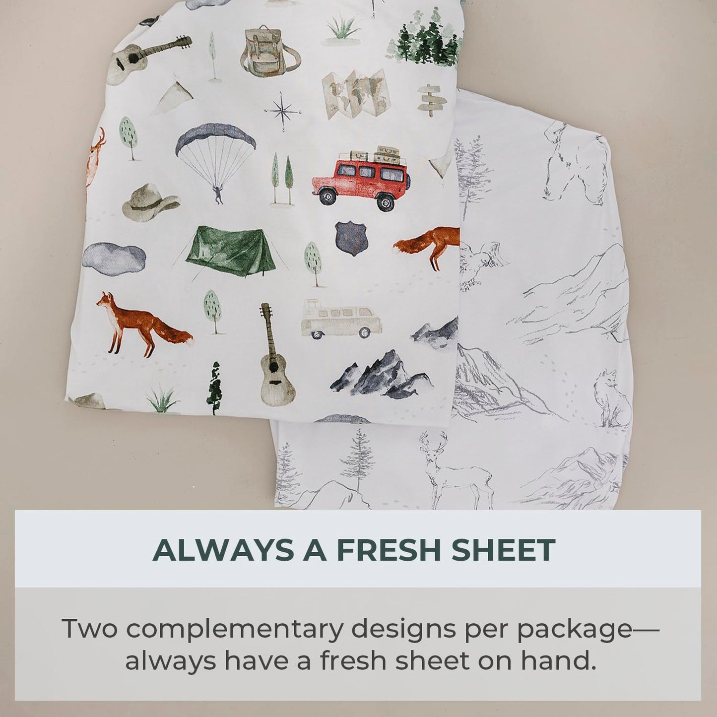 Pobibaby - 2 Pack Premium Fitted Baby Boy Crib Sheets for Standard Crib Mattress - Ultra-Soft Cotton Blend, Safe and Snug, and Stylish Woodland Sheet (Explore)