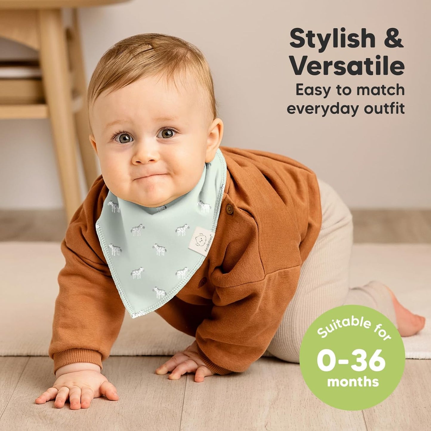 8-Pack Organic Baby Bandana Bibs for Boys, Girls - Super Absorbent Triangle Baby Bibs for Drooling and Teething Infant, 100% Cotton Extra Soft for Newborn, Infant 0-36 Months (Wilderness)