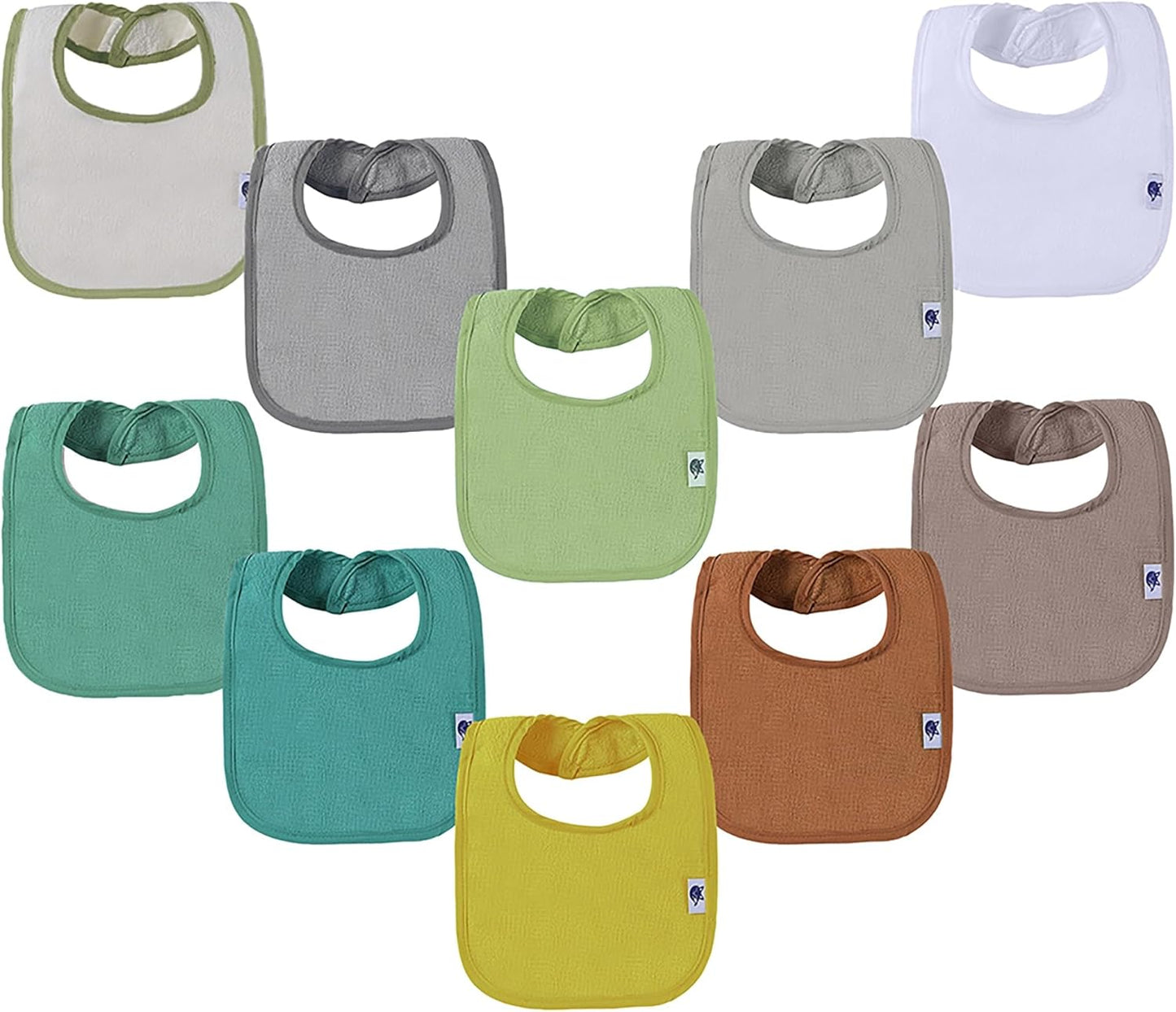 SPINFOX Waterproof Baby Bibs for Girls, Boy, Unisex Drool Bib Cotton Solid Knit Infant Feeding Bibs