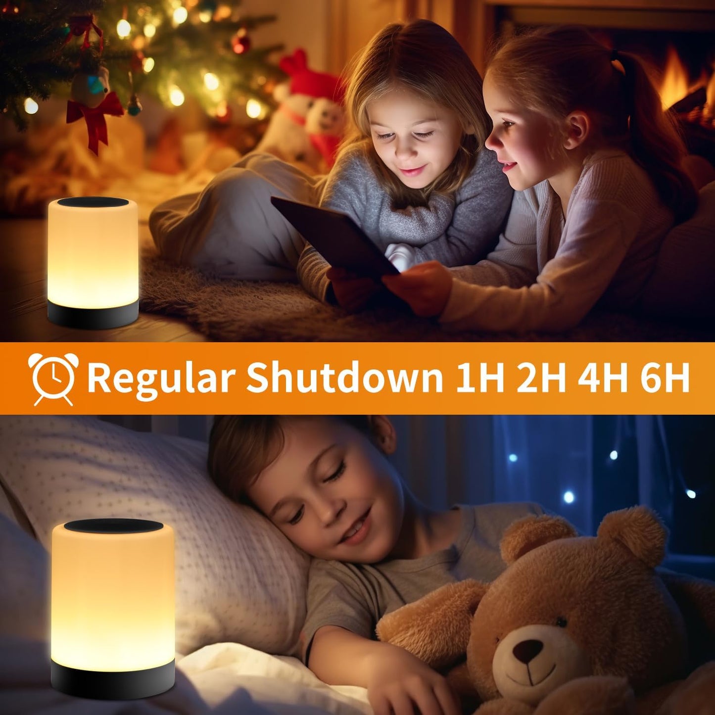 OORUN Touch Bedside Table Lamp,13 RGB Colors & 5 Brightness, USB Rechargeable Desk Lamp, Remote Control Dimmable Night Light with RGB Color Changing,Portable Lamp for Baby (2 Pack Black)