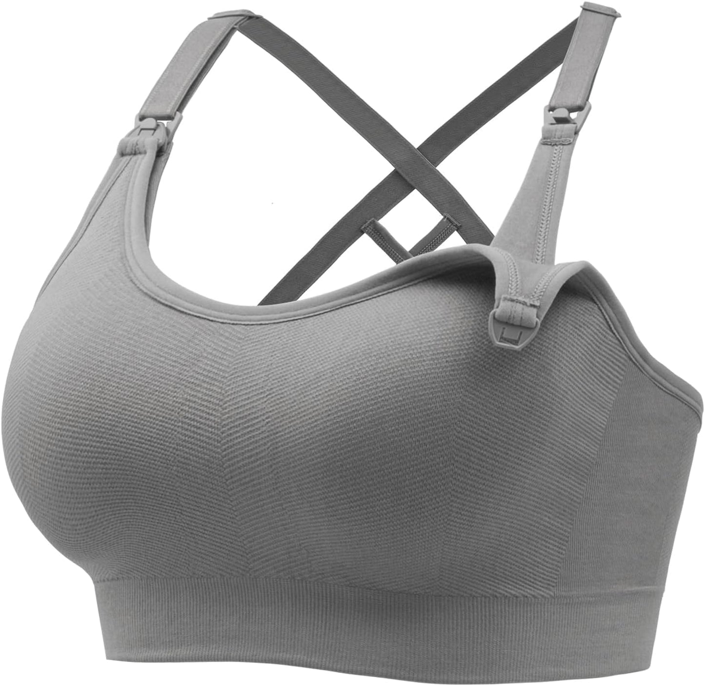 Angelhood Nursing Bras for Breastfeeding, Seamless Nursing Sports Bra Medium Impact Support Maternity Bras for Pregnancy