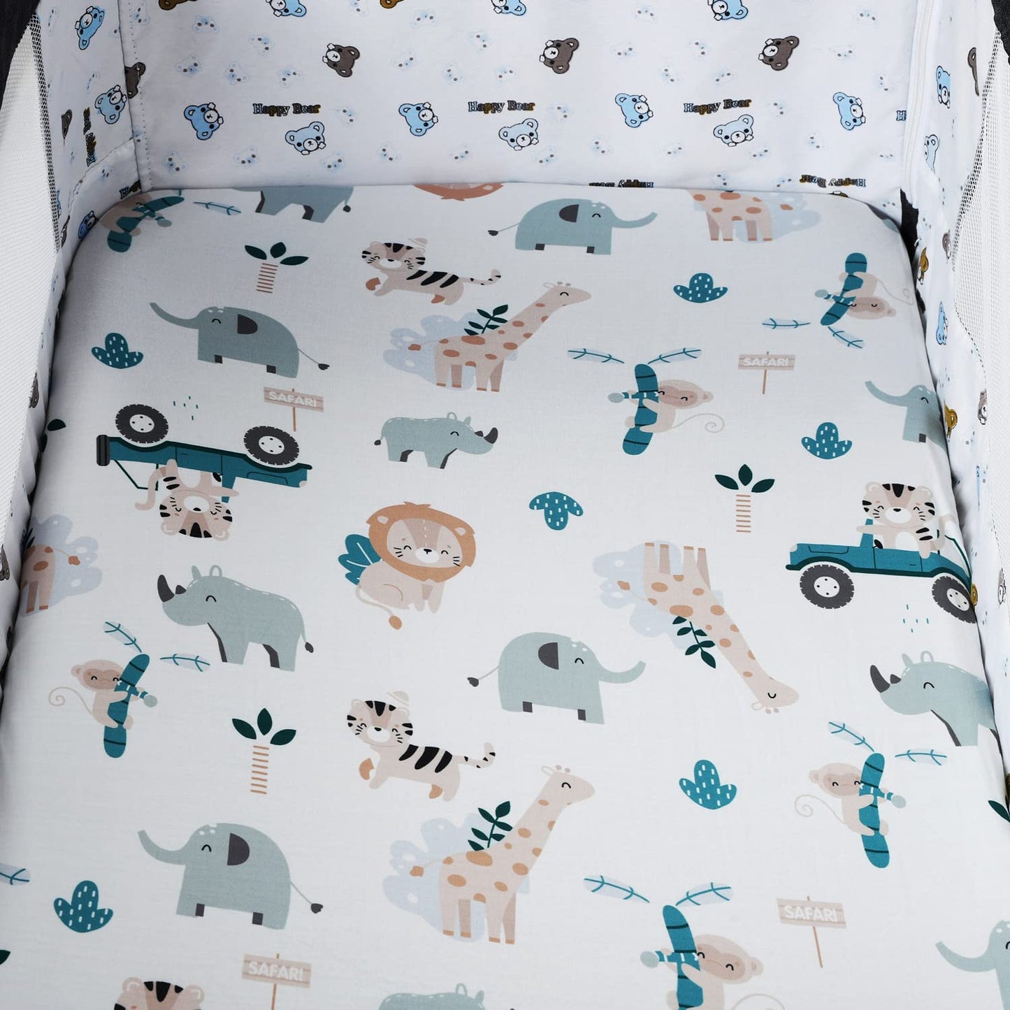 Bassinet Sheet Set 2 Pack Snug Fitted Cradle Fitted Sheets, Stretchy Ultra Soft, for Oval Rectangle Hourglass Bassinet Mattress, Unisex Boy Girl, Tiger Elephant & Fox