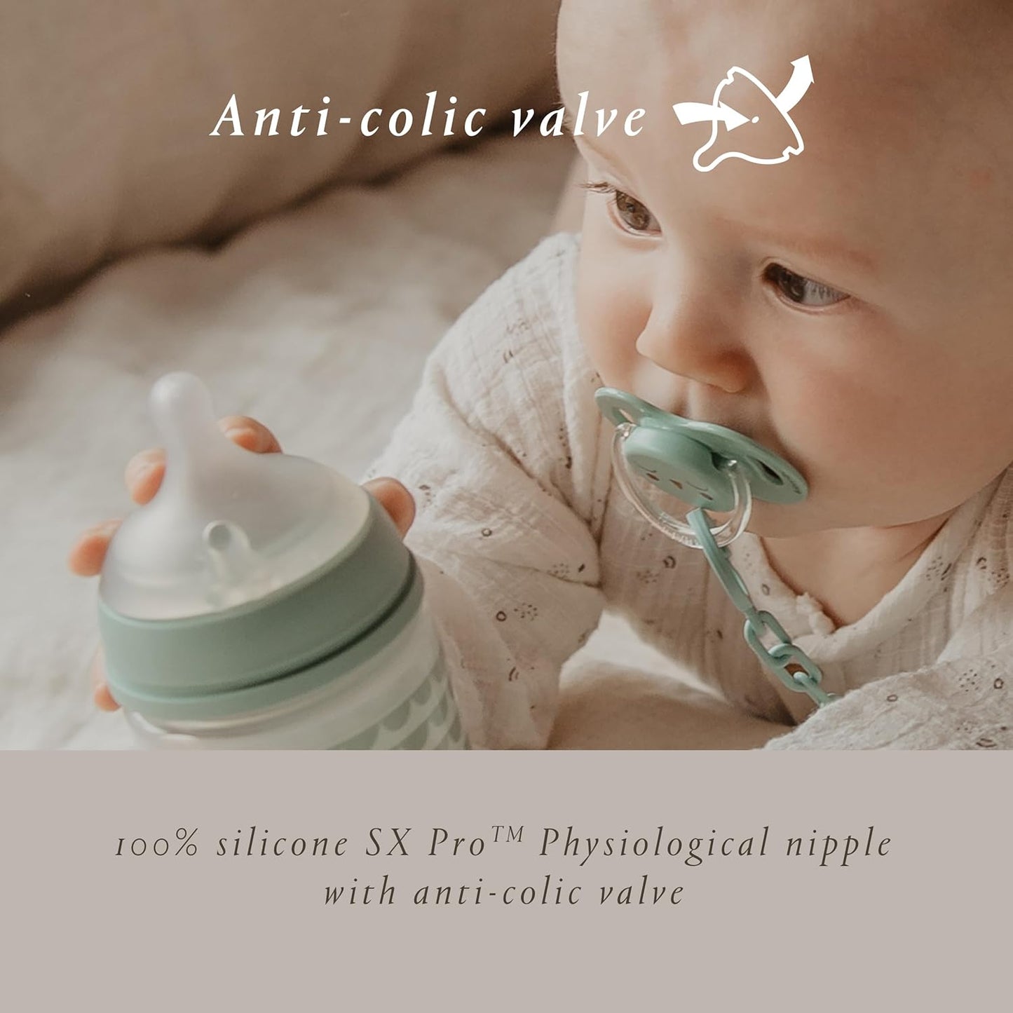 Suavinex Bonhomia Color Essence SX PRO Physiological Silicone Nipple, Pack of 2 Nipples, 0 Months, Slow Flow