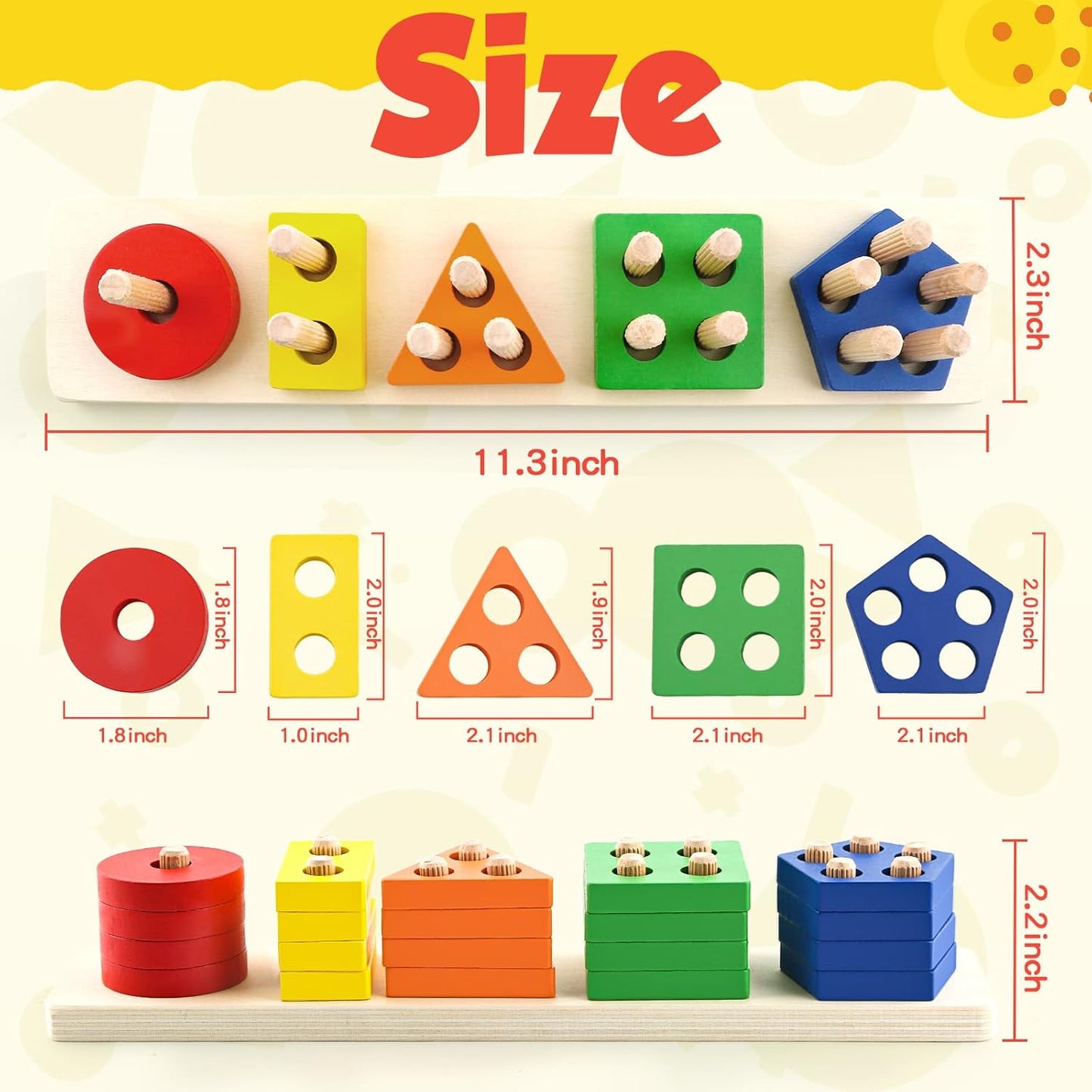 Montessori Toys for 1 2 3 Year Old Girls Boys, Wooden Sensory Toys for 1-3 Year Old Birthday Gifts, Education Toddler Puzzles Toddler Easter Basket Stuffers Learning Toy Activities Puzzles Ages 1-3