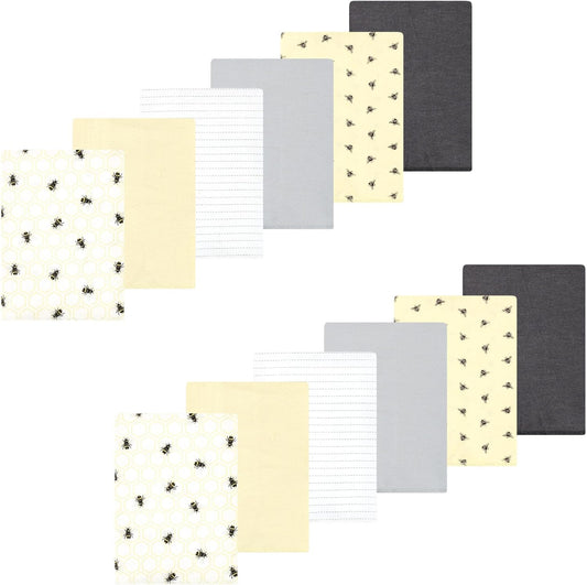 Luvable Friends Hudson Baby Flannel Burp Cloths 12pk, Golden Bees