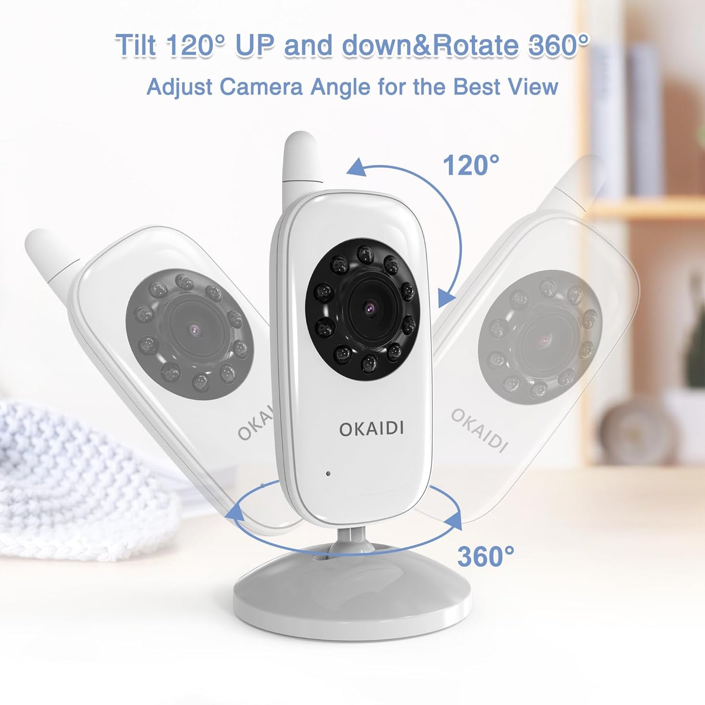OKAIDI Baby Monitor with Camera and Audio, 3.2" IPS Screen Video Baby Monitor No WiFi, Infrared Night Vision, VOX Mode, Sound Activated Screen, 1000ft Transmission Range