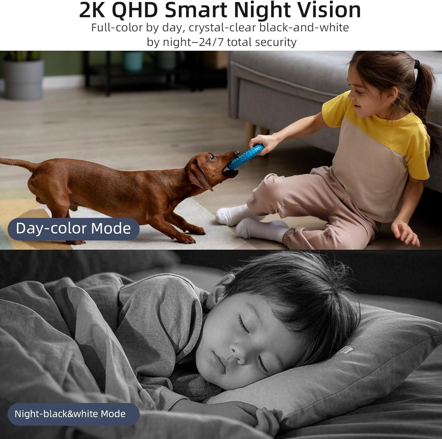 Rraycom 2K Pan/Tilt Security Camera for Baby Monitor, 5G Dog Camera w/Motion Detection&Crying Detection, 2-Way Audio, Siren, Night Vision, Motion Tracking,Cloud & SD Card Storage, Works/Alexa,3Pack