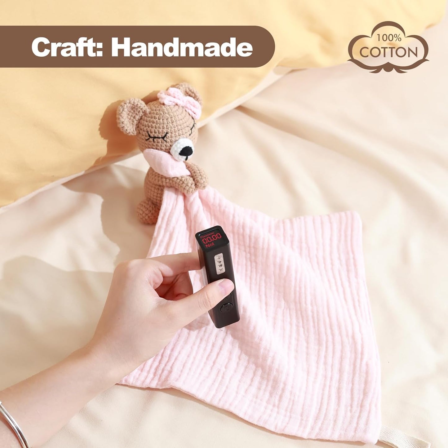 Baby Doll Blankets & Plush Teddy Bear Rattle - Perfect Newborn Girl Essential, Crochet Baby Rattles, Security Blanket, and Sleeping Toys for Babies