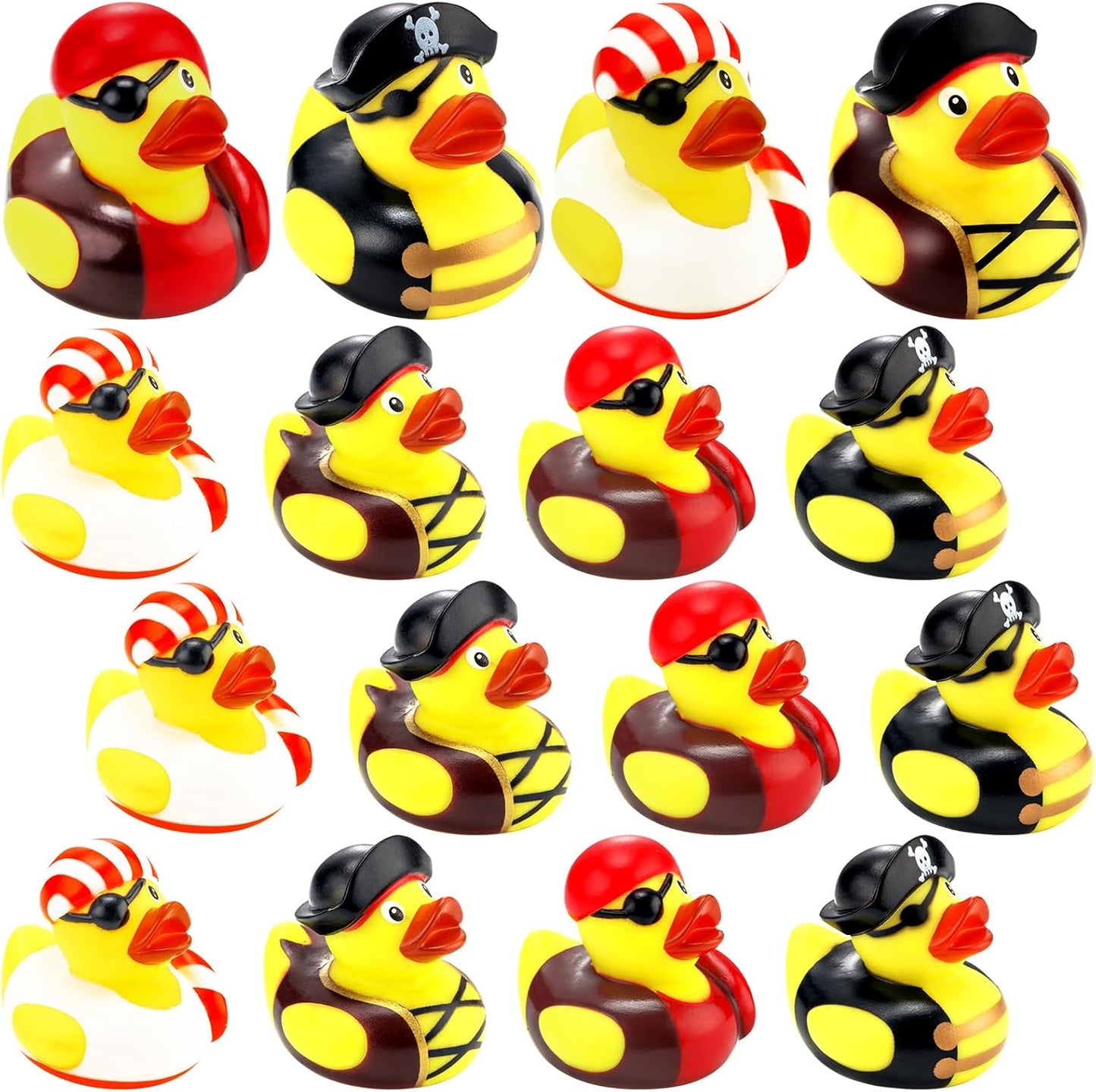 Lewtemi 48 Pcs 2 Inch Mini Pirate Rubber Ducks Cruise Ducks for Hiding with Tags Cute Yellow Decor Bathtub Pool Pirate Party Favors for Carnival Supplies Birthday Party Favor Gifts