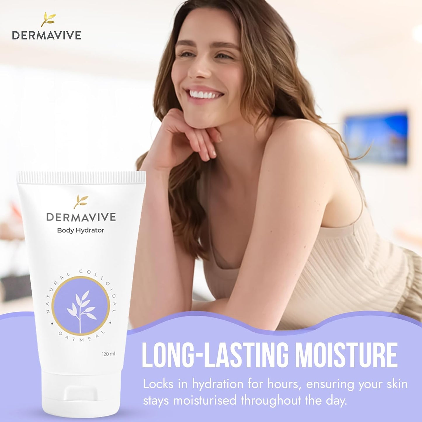 Dermavive Oatmeal Body Hydrator – Colloidal Oatmeal Moisturizing Oil for Itchy, Dry, Flaky & Sensitive Skin – Nourishing After-Shower Body Oil for Kids, Teens & Adults – 120ml (4.05 fl oz)
