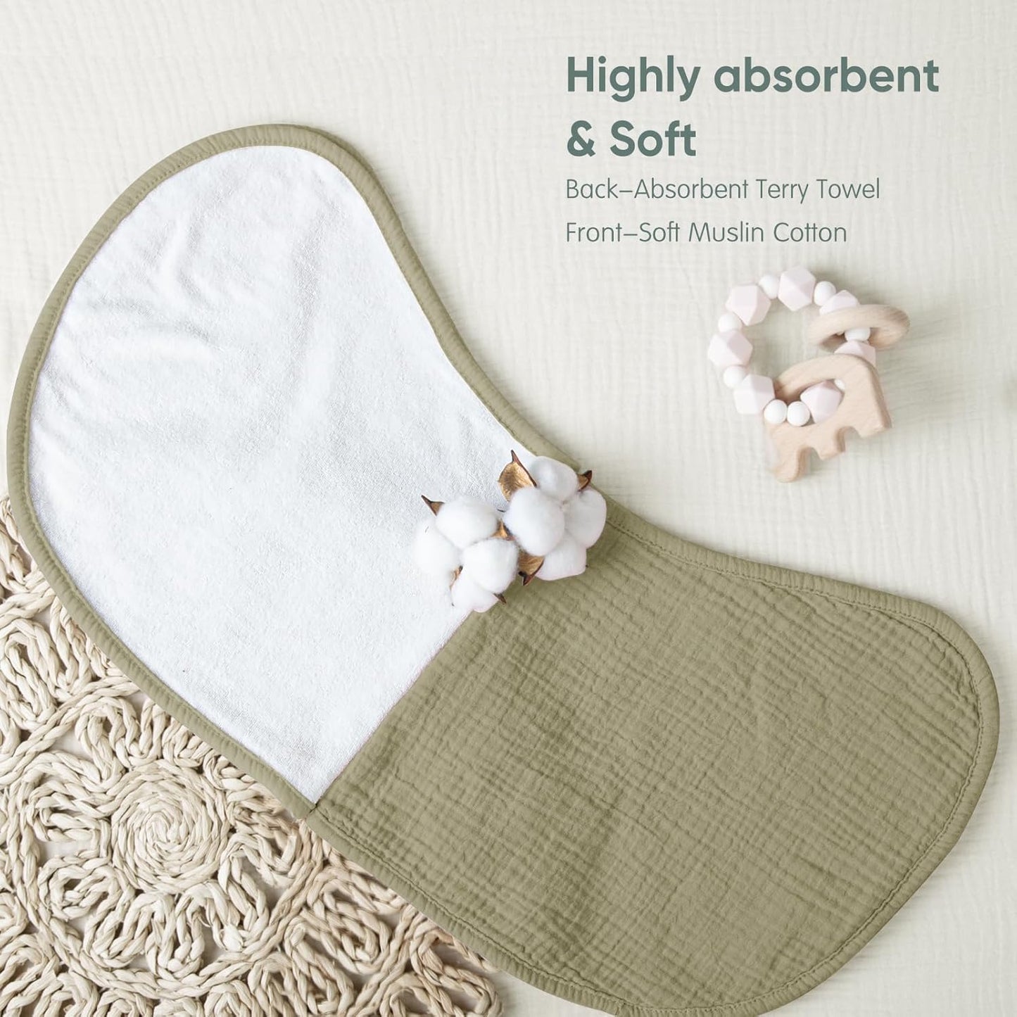 lulumoon Muslin Burp Cloths for Babies: 100% Soft Cotton Large Burping Cloths - Neutral Baby Burp Rags for Boy and Girl - Absorbent Burp Cloth for Spit-Ups 4 Pack
