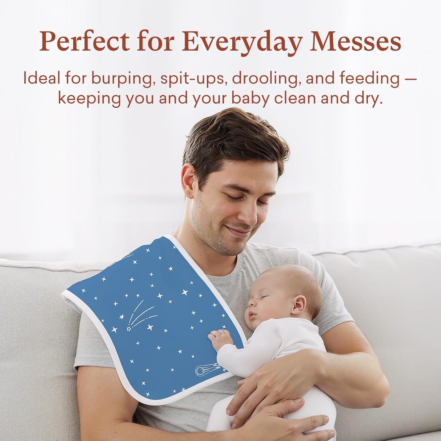 Premium 8-Pack Waterproof Baby Burp Cloths, Extra Large 13"X26" Soft Absorbent Burping Clothes for Newborns and Infants, Baby Shower Boys Girls