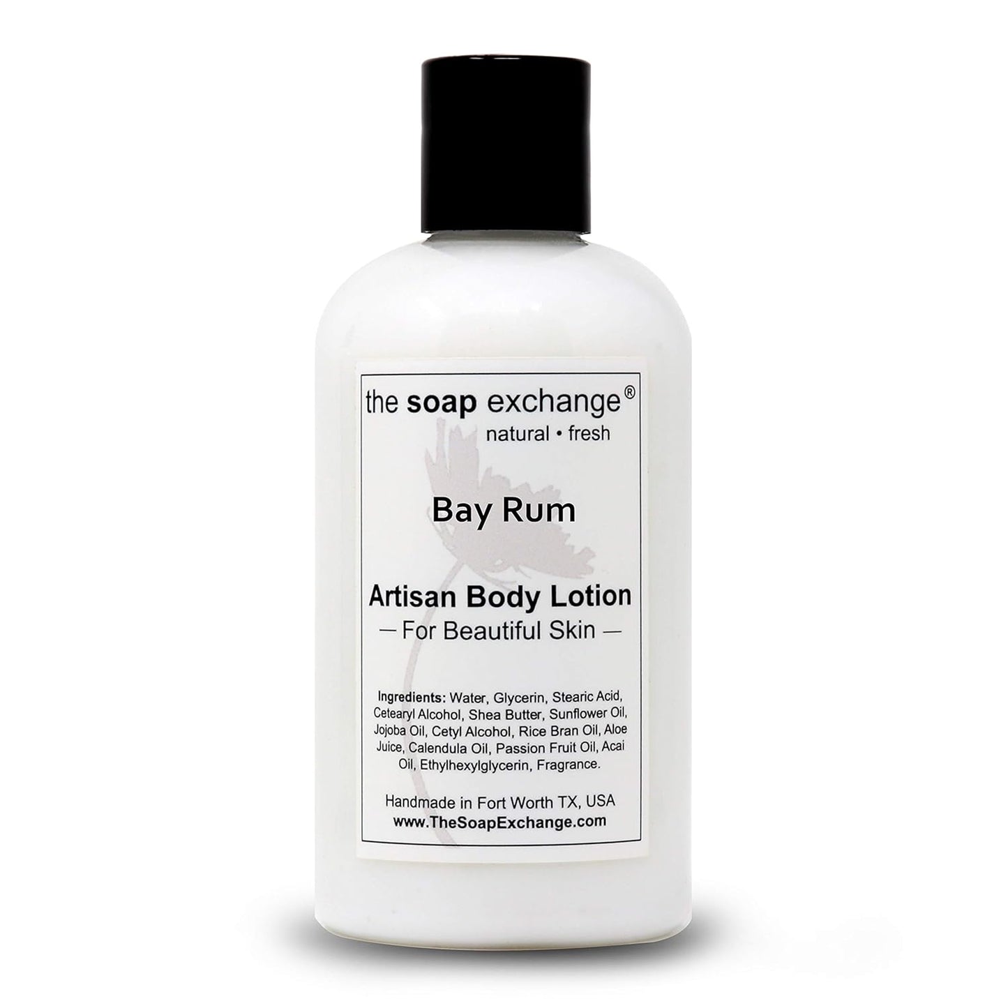 The Soap Exchange Body Lotion - Bay Rum Scent - Hand Crafted 8 fl oz / 240 ml Natural Artisan Skin Care for Hand, Face, & Body, Moisturize, Hydrate, & Protect. Made in the USA.