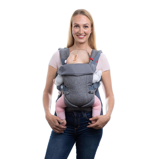 You+ME 4-in-1 Baby Carrier Newborn to Toddler 8-32 lbs - All-Position, Hip-Healthy Newborn Carrier, Adjustable Baby Carriers with Breathable 3D Mesh Panels & 2-in-1 Snap-On Bib (Gray)