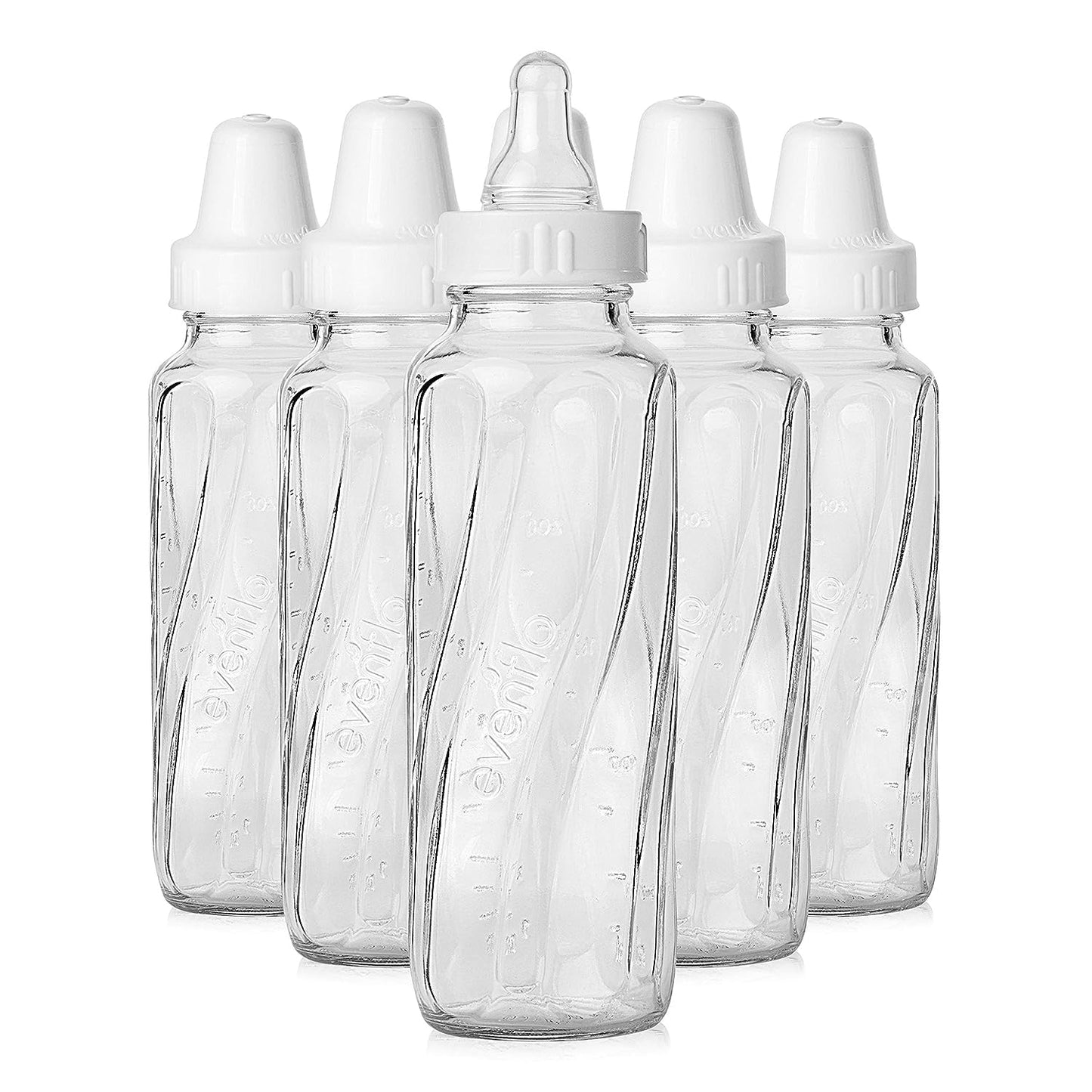 Evenflo Feeding Classic Glass Bottle, Twist Bottles, 8 Oz, 1-Pack of 6 Bottles