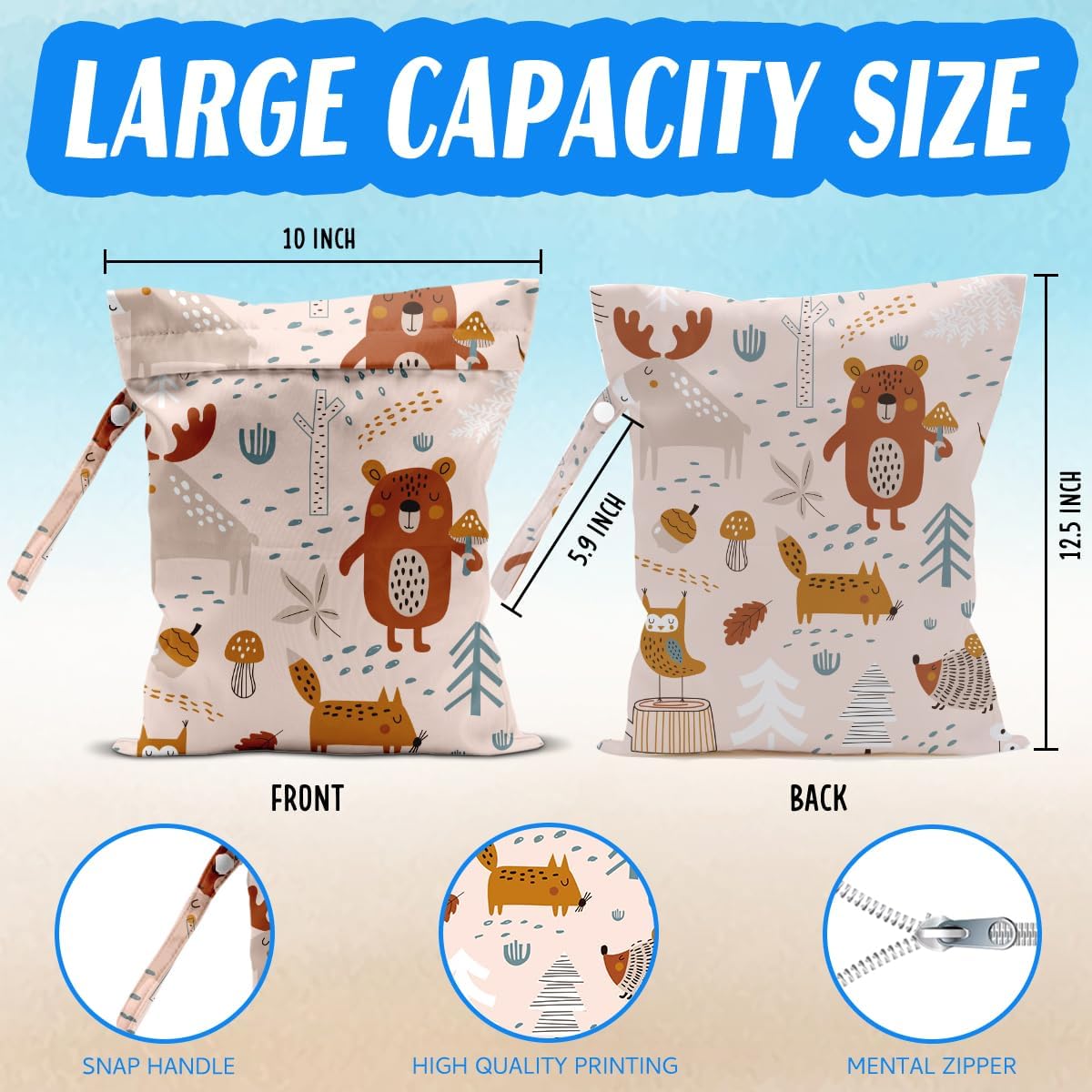 Wet Bag for Baby Swimsuit Dirty Clothes Diaper Yoga Gym, Wet Dry Bag, Beach Vacation Essential for Travel Poor Bathing Daycare Clothes
