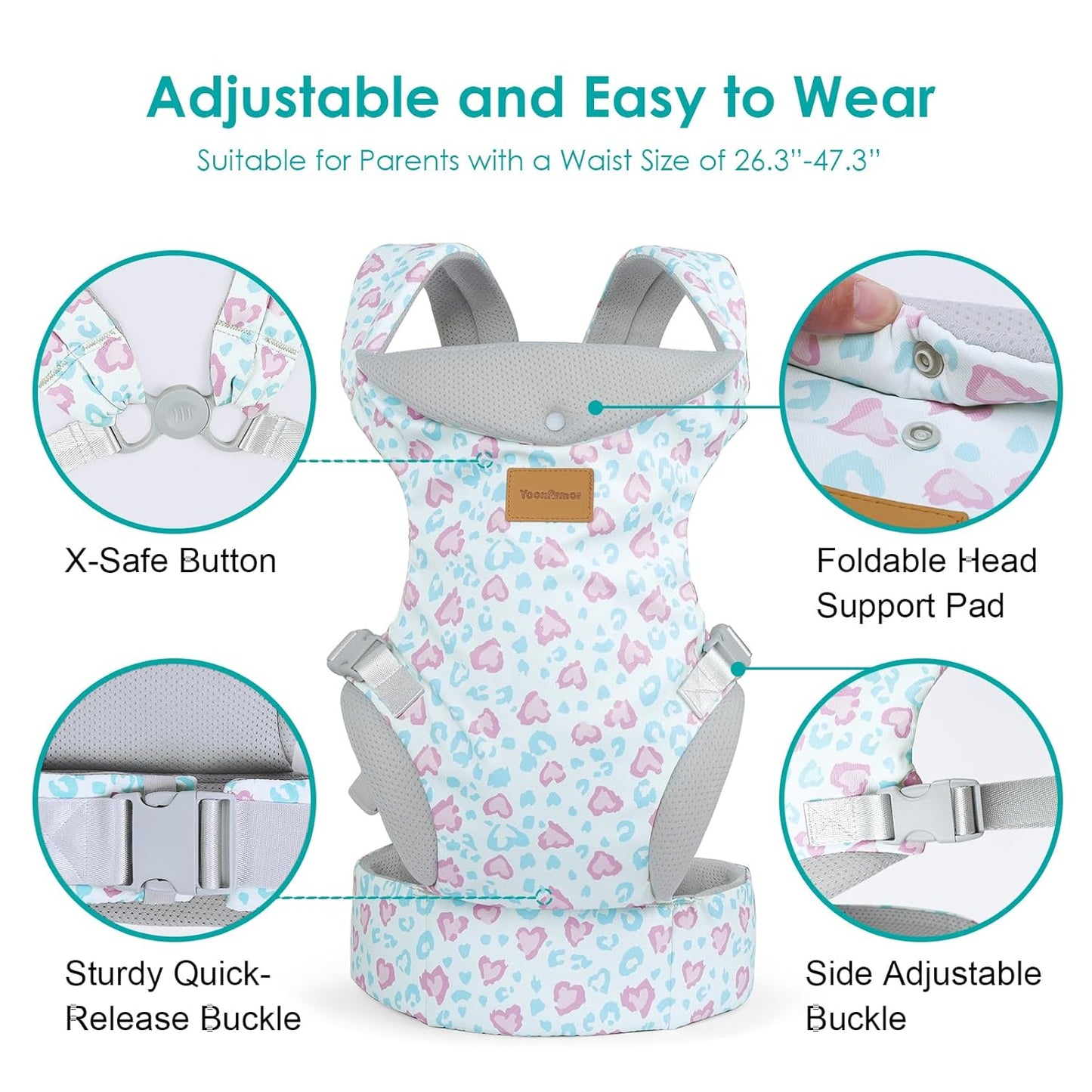 Baby Carrier, Ergonomic Adjustable Toddler Carriers for 7-33 Lbs, Cozy Lightweight Infant Carrier with Neck Support, Baby Chest Carriers with Lumbar Support for Parents (3-36 Months)