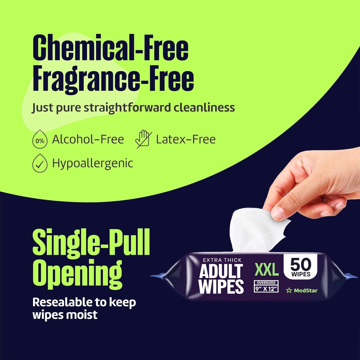 Adult Wipes for Elderly 1 Pack - Hospital Grade Extra Large Extra Thick Disposable Washcloths for Adult No-Rinse Bathing & Shower Alternative - Fragrance-Free XXL