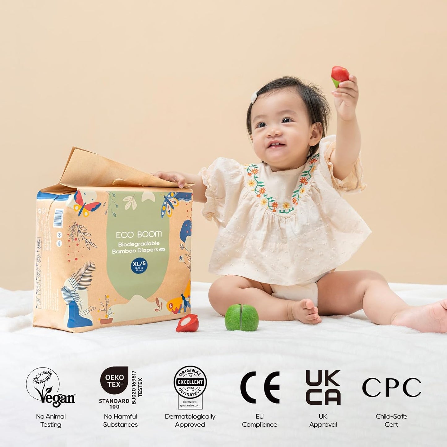 ECO BOOM Size 5 Diapers, Bamboo Viscose Diapers, Sustainable, Paper Packaging