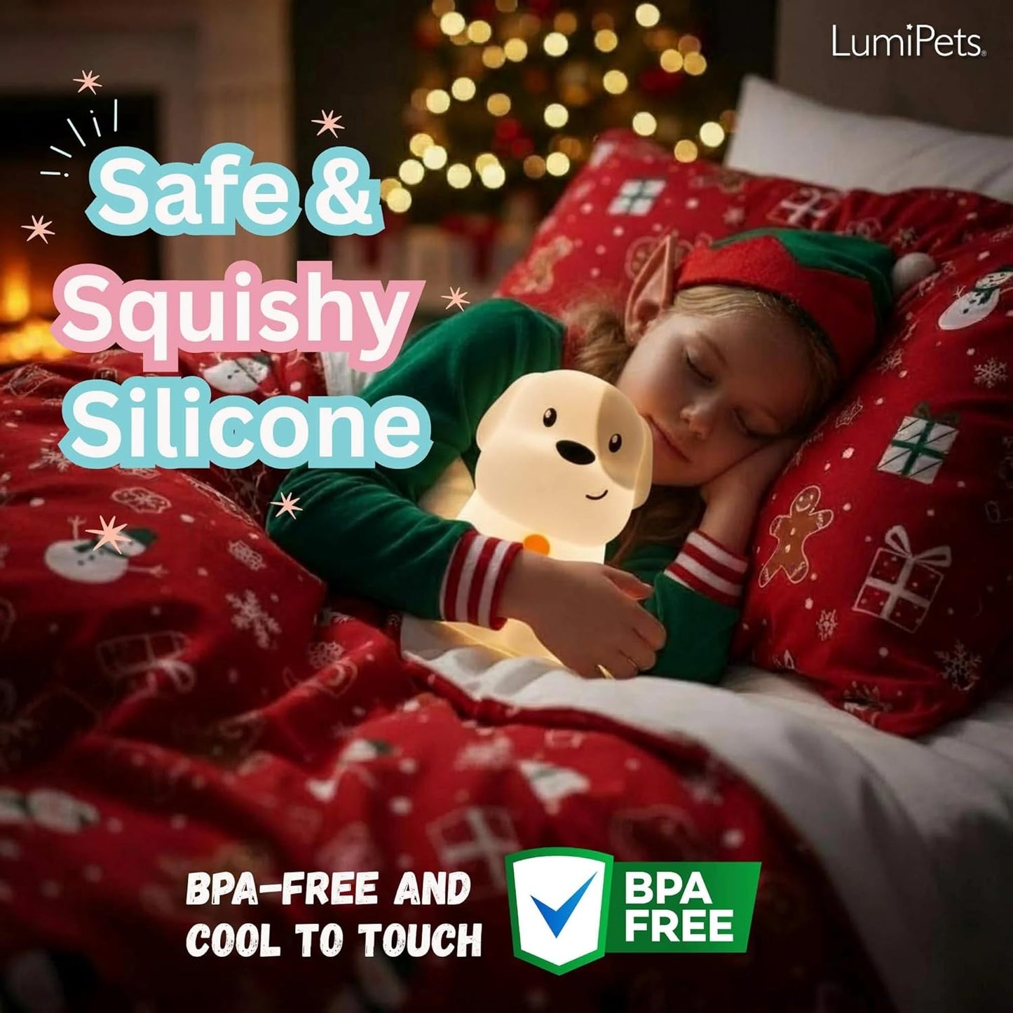 Lumipets Pepper The Puppy Dog Squishy Silicone Night Light for Kids | Cute Night Light with Remote & Touch Control for Baby & Toddler Bedrooms | Color Changing Animal Lamp | Soft Portable Nightlight