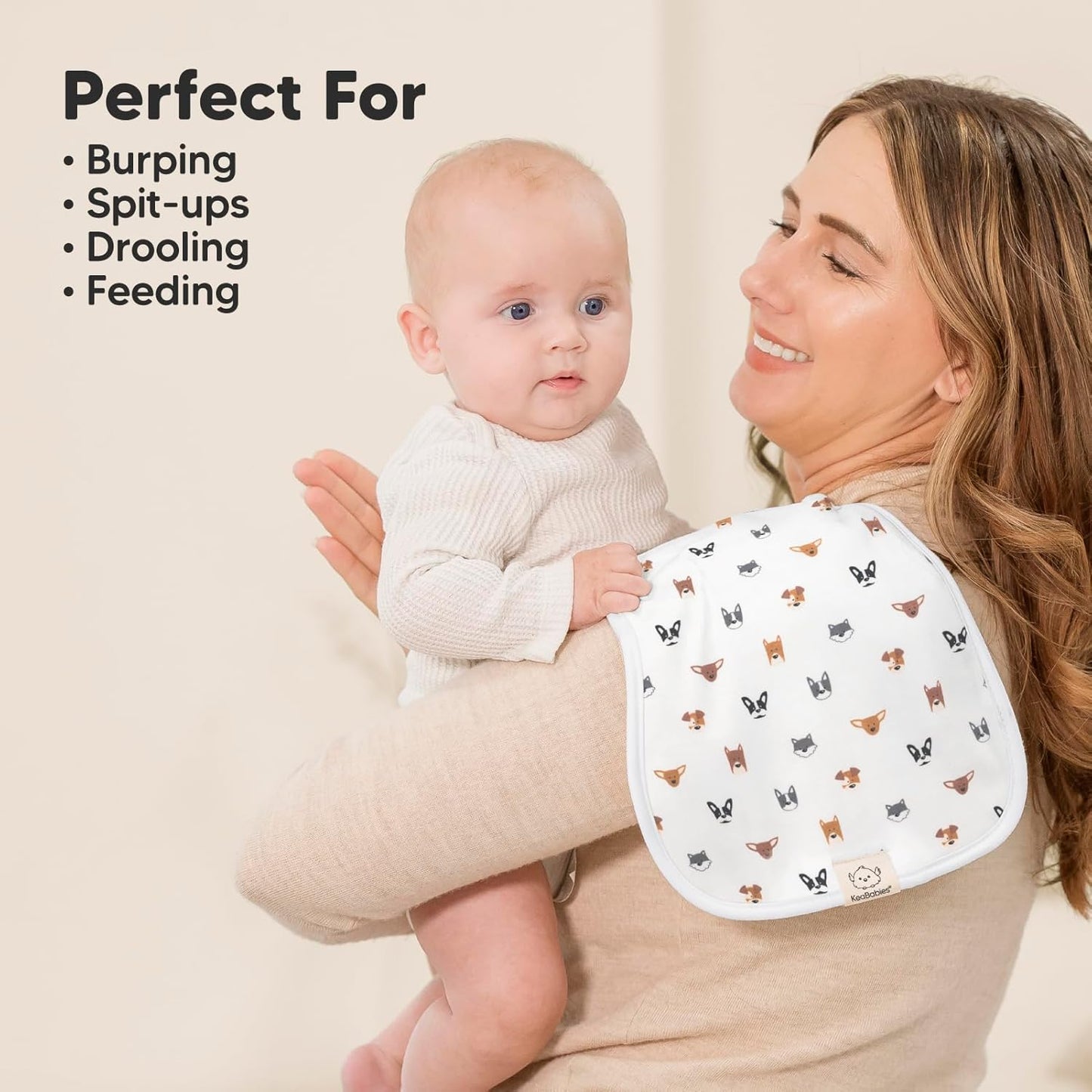 Organic Burp Cloths Baby Boy & Girl - 5-Pack Super Absorbent Cotton Burping Cloths for Babies, Soft & Plush Newborn Spit Up Rags, Infant Towels for Milk Spit Up, Unisex, Large 21" x 10" (Pets & Paws)