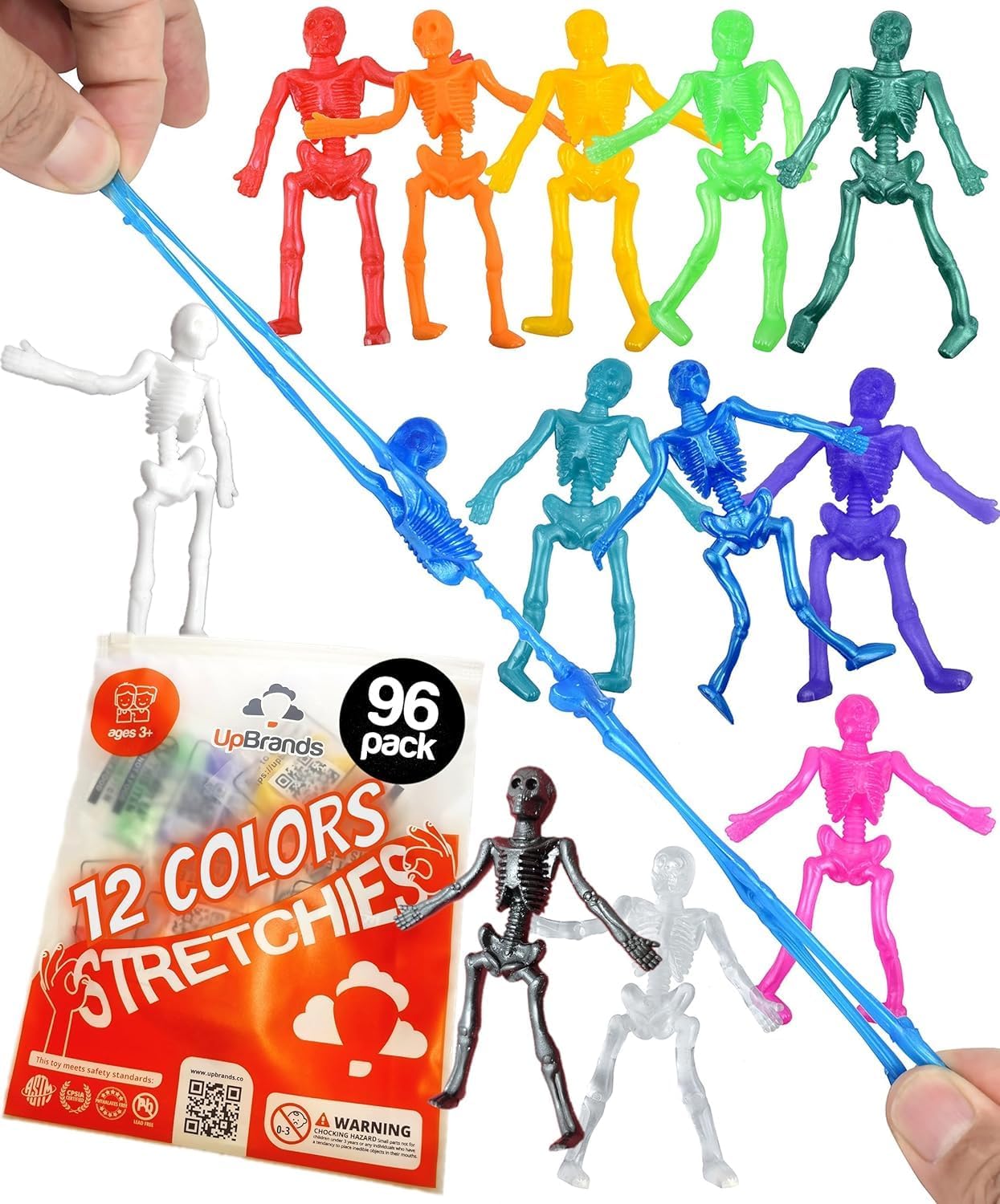 UpBrands 96-Pack Stretchy Skeletons – Halloween Party Favors Prizes, Classroom Rewards, Trick or Treat Toys, Non-Candy Skeleton Gifts for Kids Ages 3+