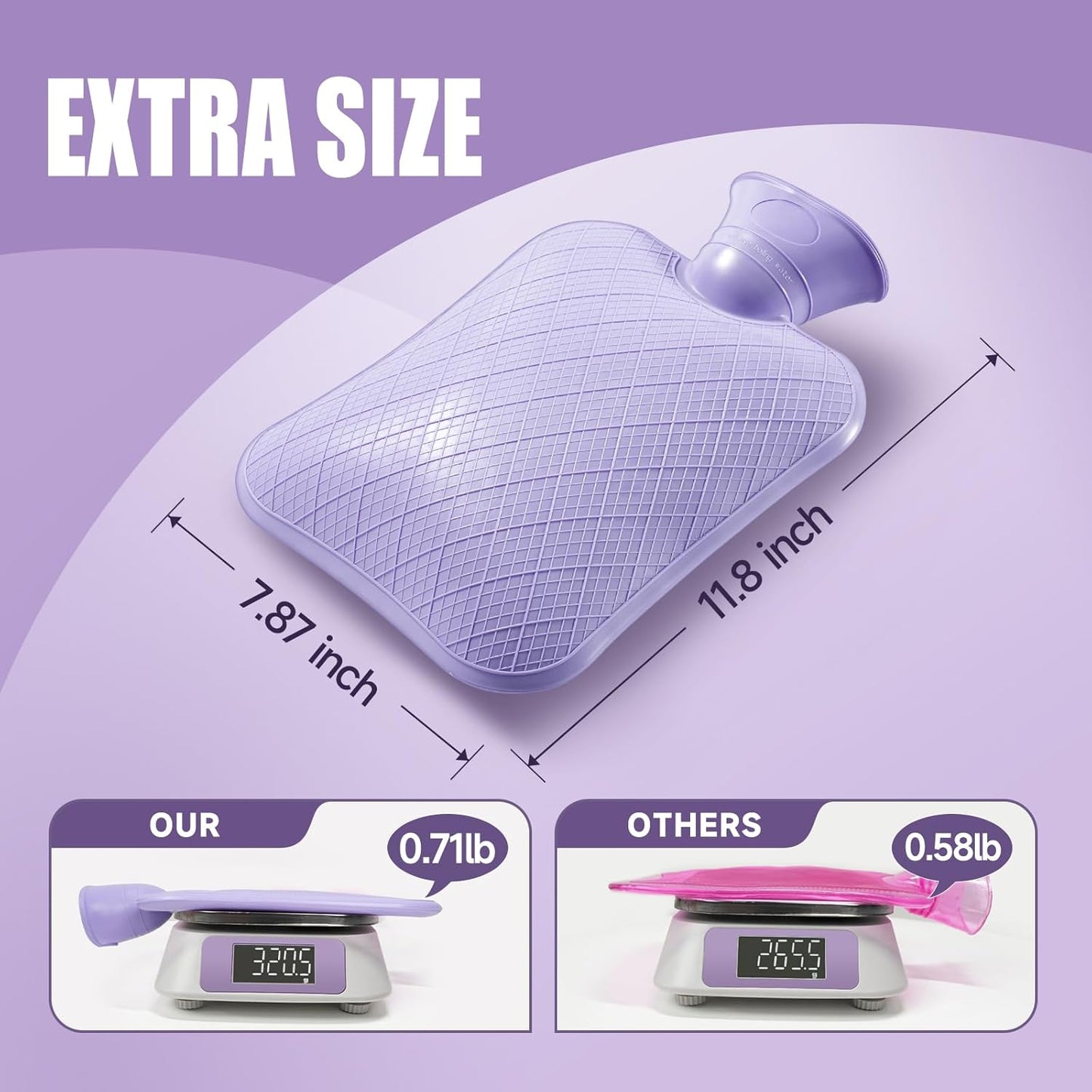 FORICOM Hot Water Bottle for Pain Relief, Hot Water Bag for Back Pain, Heating Pad 2Liter, Non Toxic and Rubber, Hot and Cold Therapy,Made in PVC