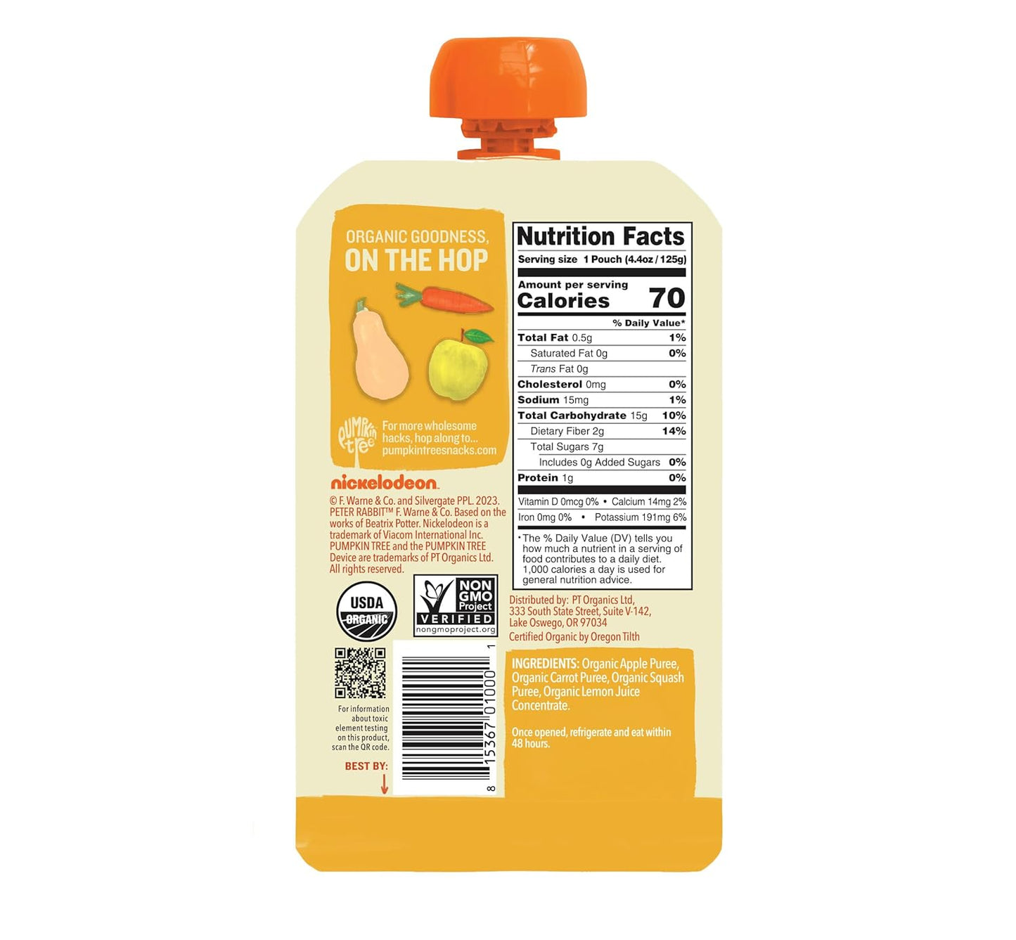 Peter Rabbit Organics Fruit Vegetable, Squeezable Pouches, 4 Ounce (Pack of 18)