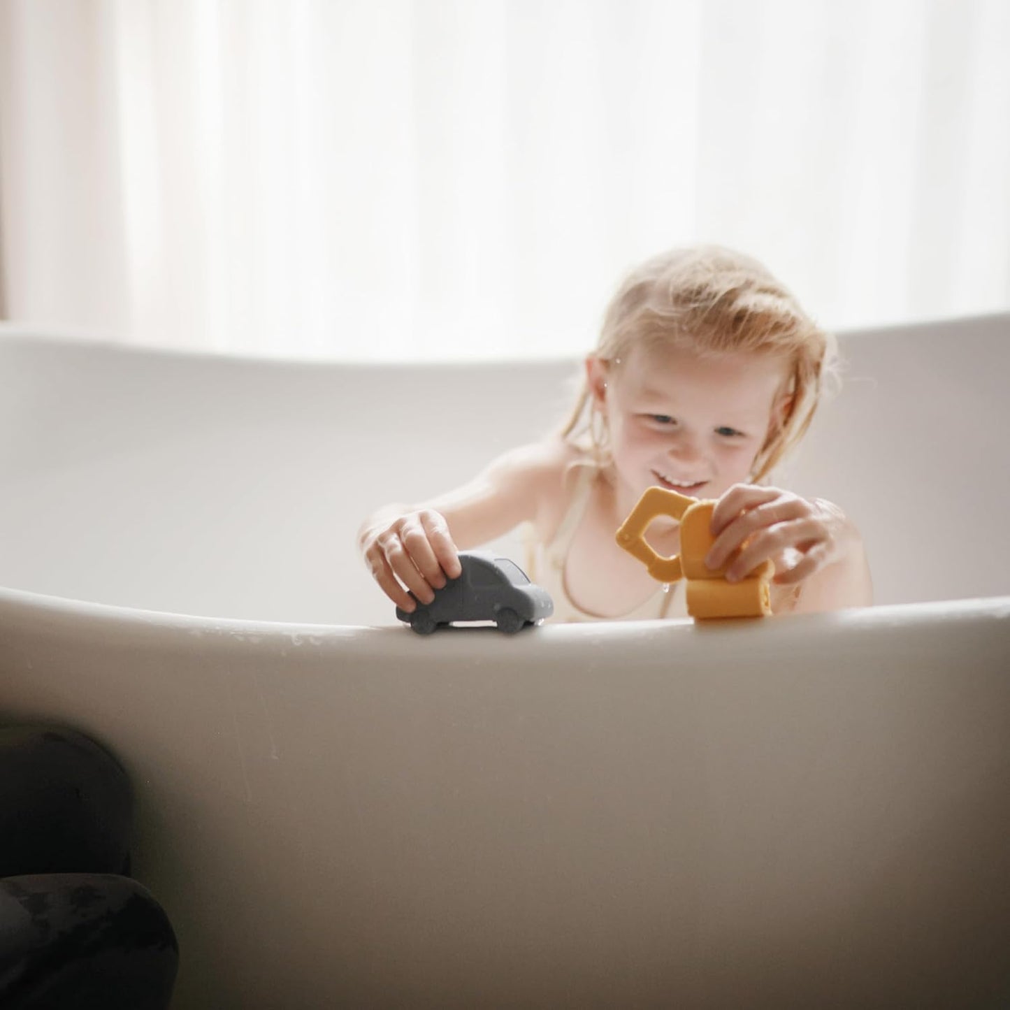 mushie Vehicles Bath Toys Play Set for Toddlers | 100% Food Grade Silicone | Mold Free, Pack of 4