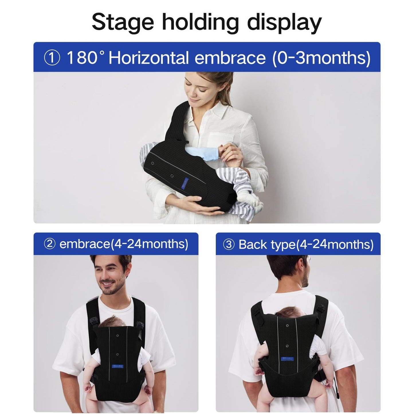 Baby Carrier, Baby Carrier Newborn to Toddler, Ergonomic Newborn Carrier, Easily Adjustable Toddler Carrier, Lightweight Infant Carrier (Mesh,Black)